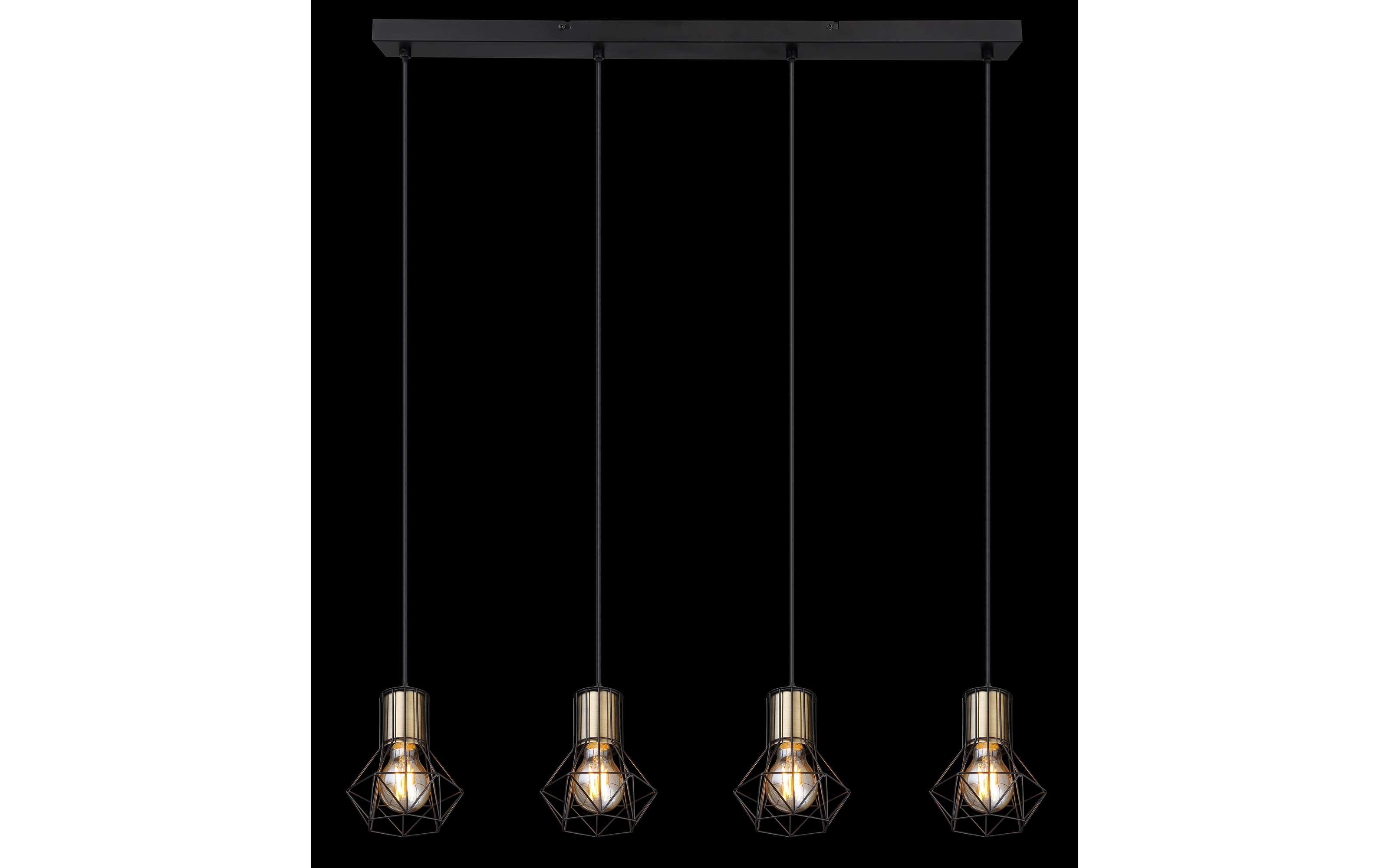 Pendelleuchte Priska, schwarz, 4-flammig, 72 cm