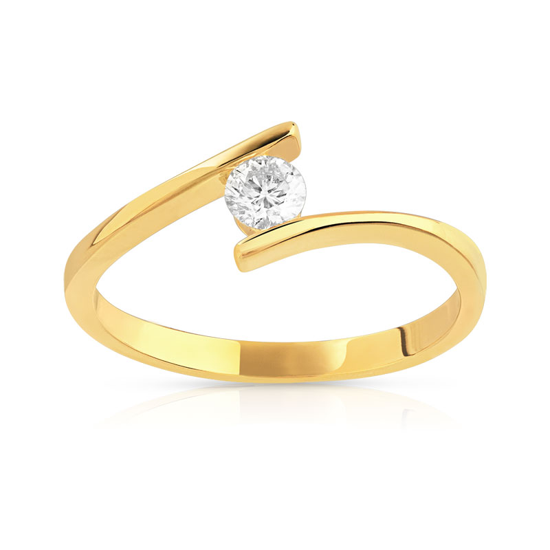 Bague solitaire or 750 jaune 15/100e de carat
