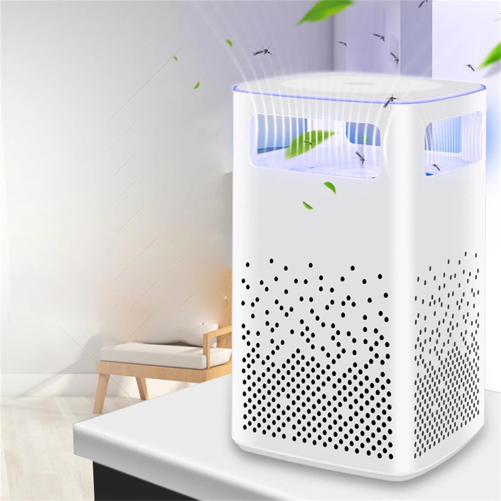 (18x10cm) Elektrische USB Photokatalyse Anti Mücken Insekten Lampe Moskito Falle - Weiss