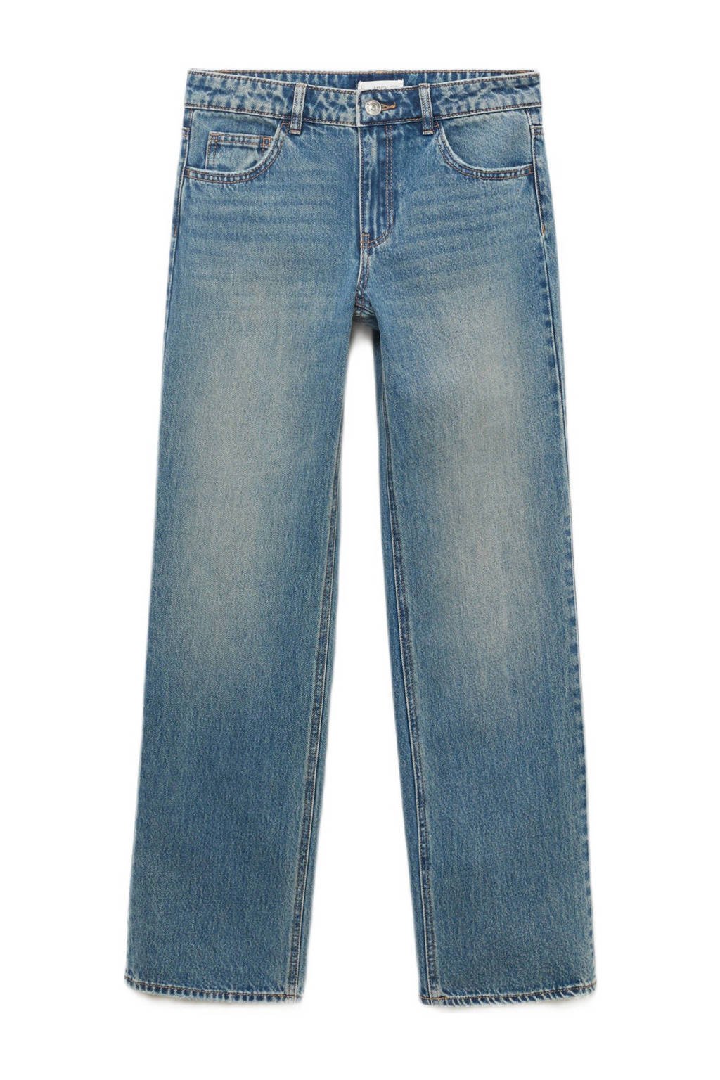 MANGO TEEN low waist straight leg jeans medium blue denim