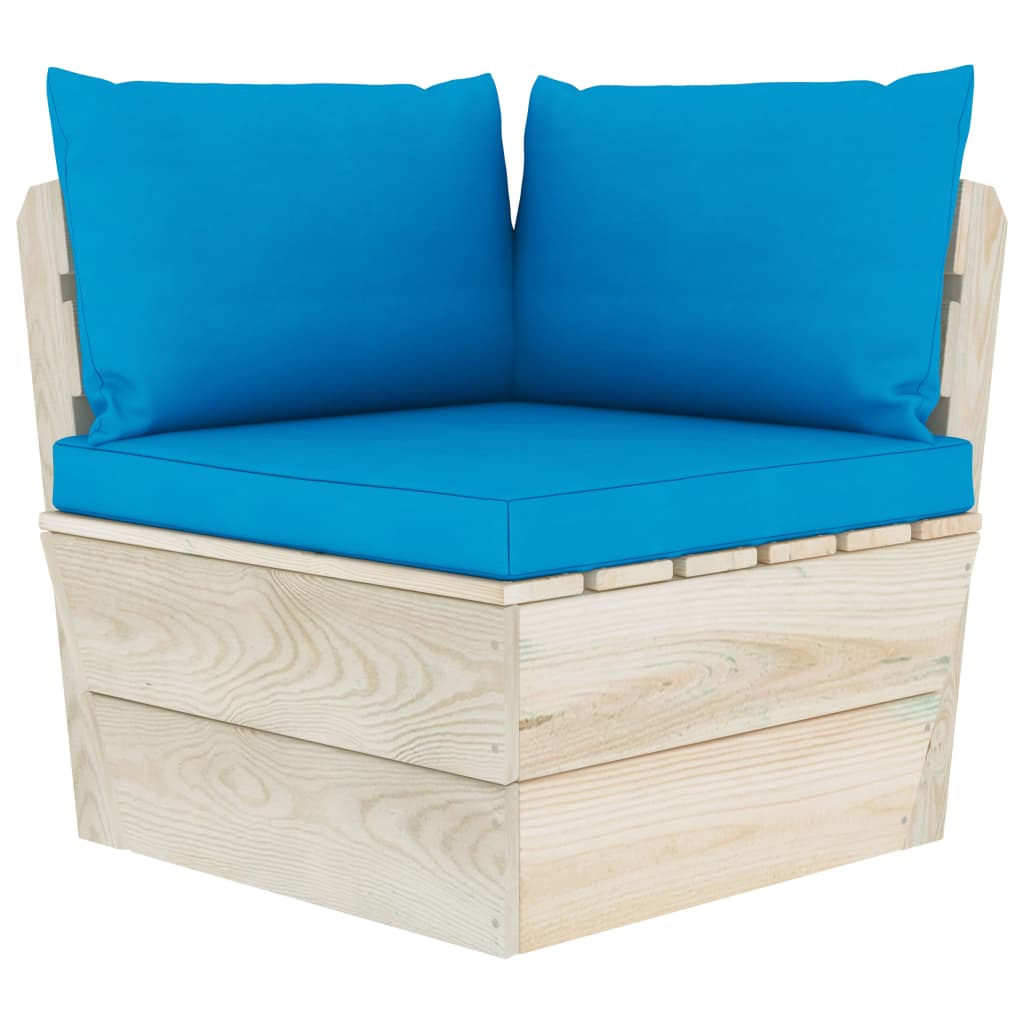 Salon de jardin meuble d'extérieur ensemble de mobilier palette 5 pièces avec coussins épicéa imprégné