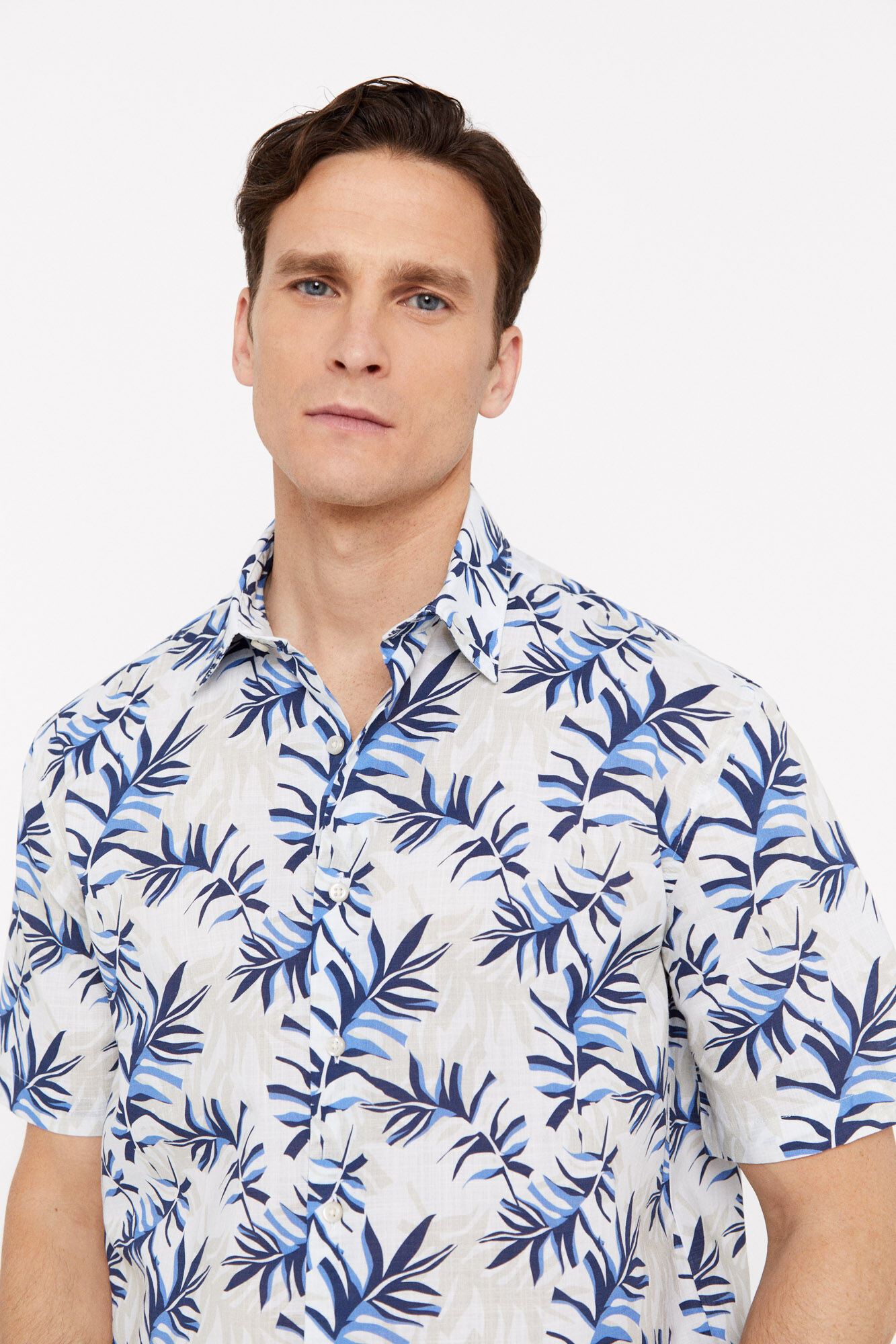 Camisa estampada de manga curta - Azul marinho