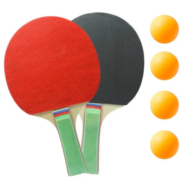 Bordtennissett - 2 profesjonelle racketer og 4 baller - ideelt for hjemmebruk og fritidsspill
