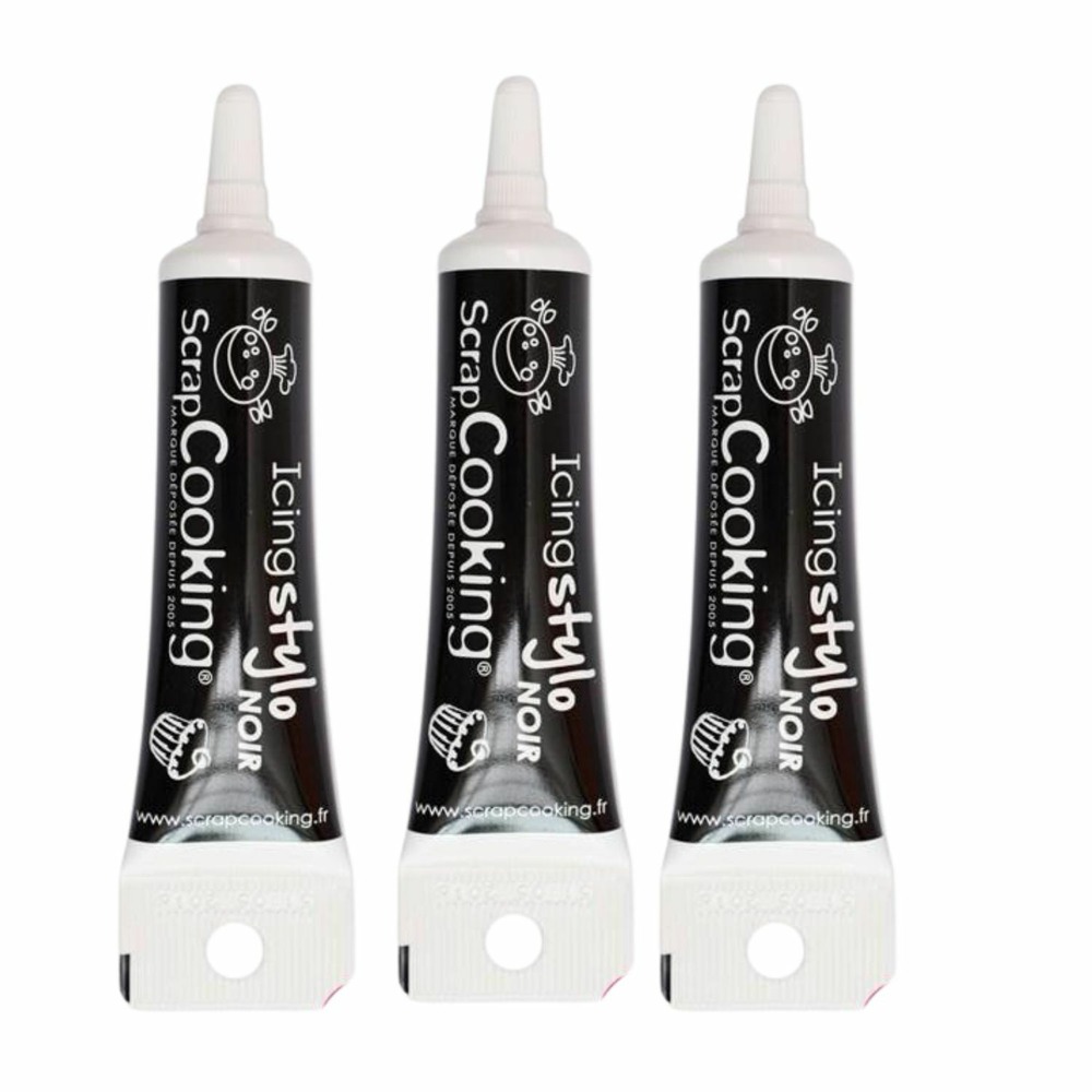 3 stylos de glaçage noir
