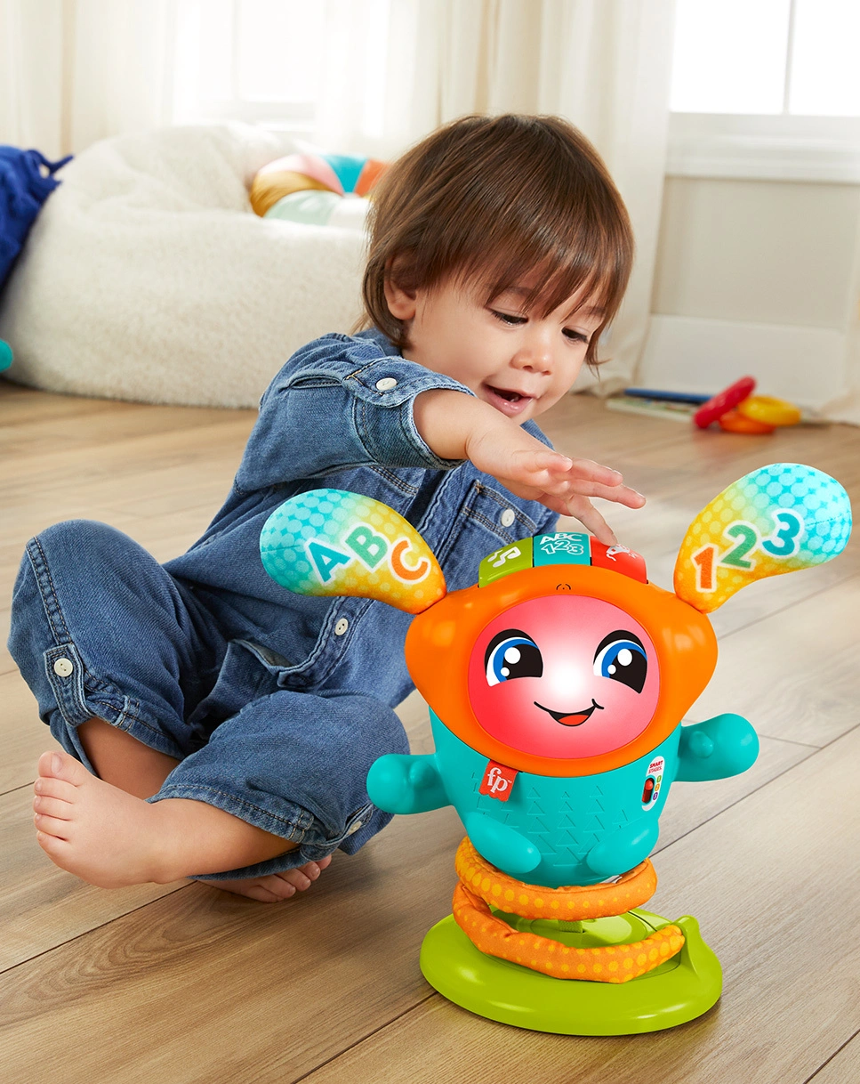 Mattel HJP94 Fisher-Price DJ Hüpfi, Lernspielzeug mit Musik für Babys, deutsch