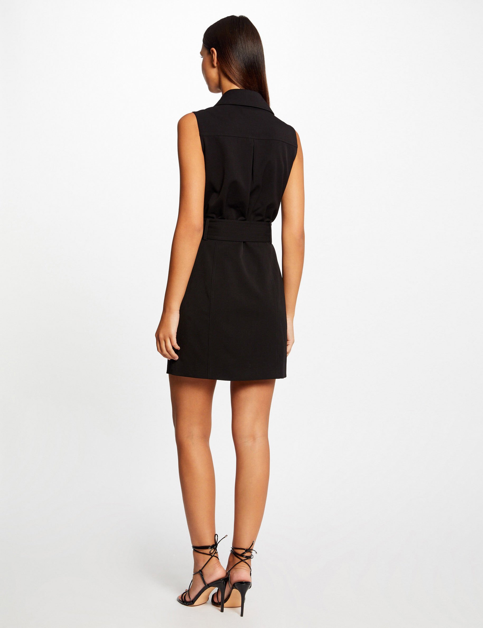 Robe cintrée zippée ceinturée noir femme - noir