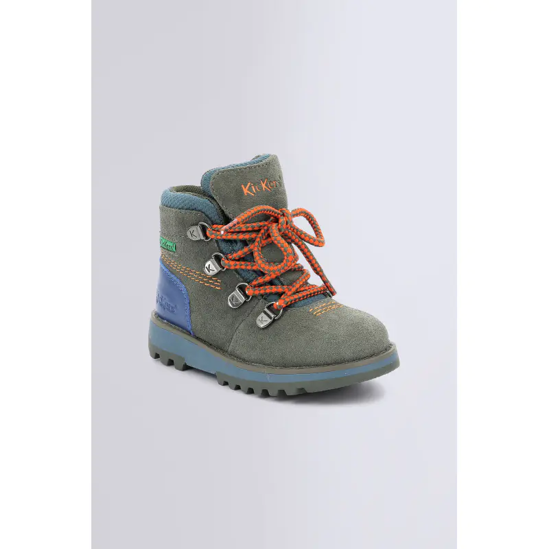 KICKNATURE KAKI ORANGE BOTTILLONS Cuir Garçon