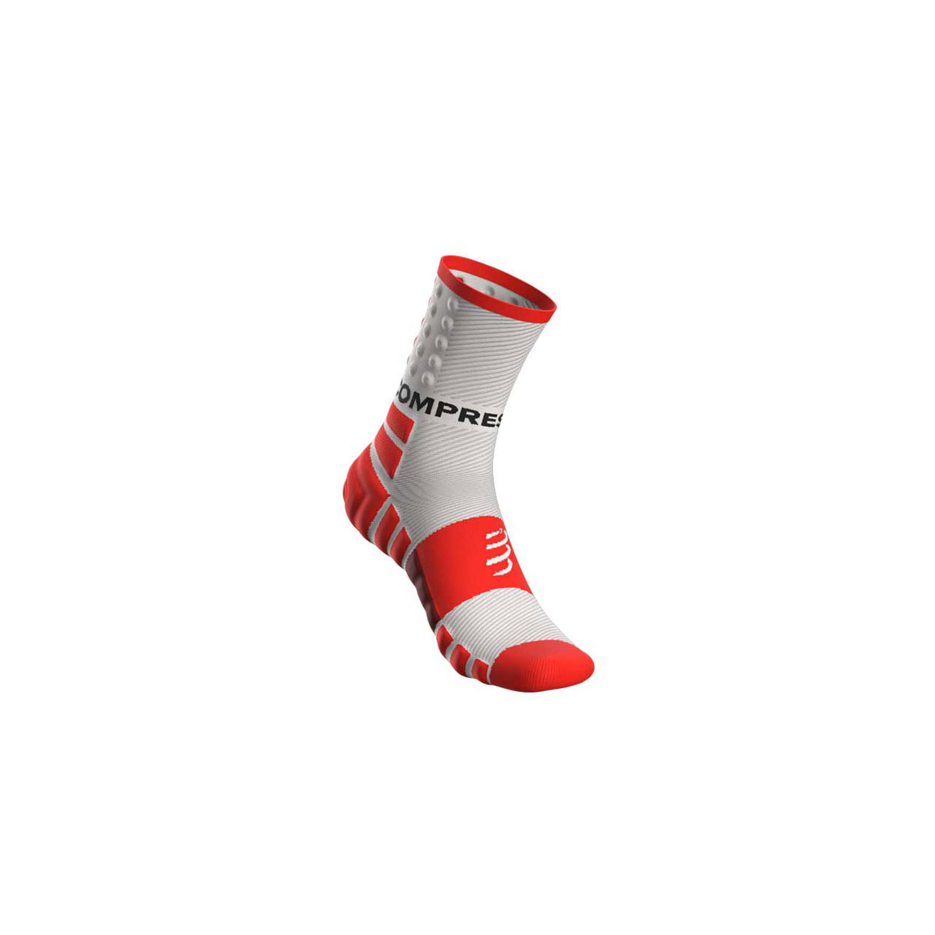 Compressport Shock Absorb Compressiesokken Wit/Rood