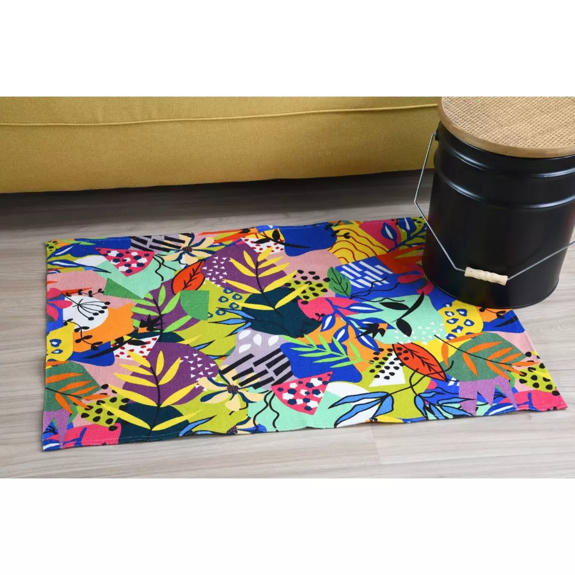 Tapis coton (90 cm) Popart Bleu canard