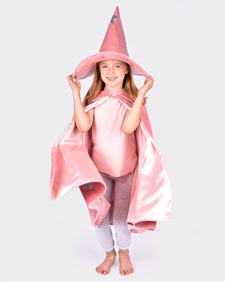 Den Goda Fen - Velvet Cape w. Hat - Dusty Pink (3-8 years) (F77602)