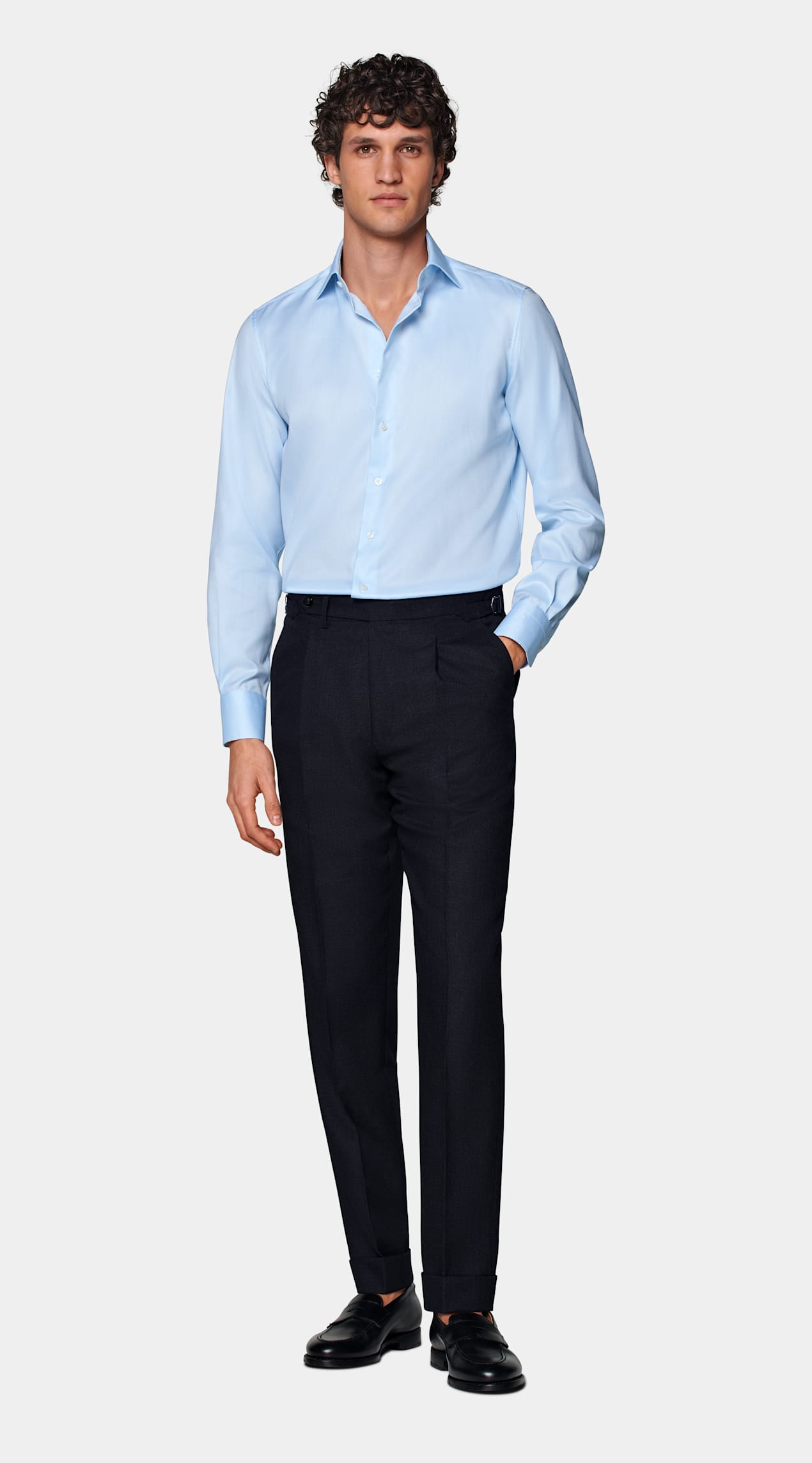 Chemise coupe ajustée en oxford bleue