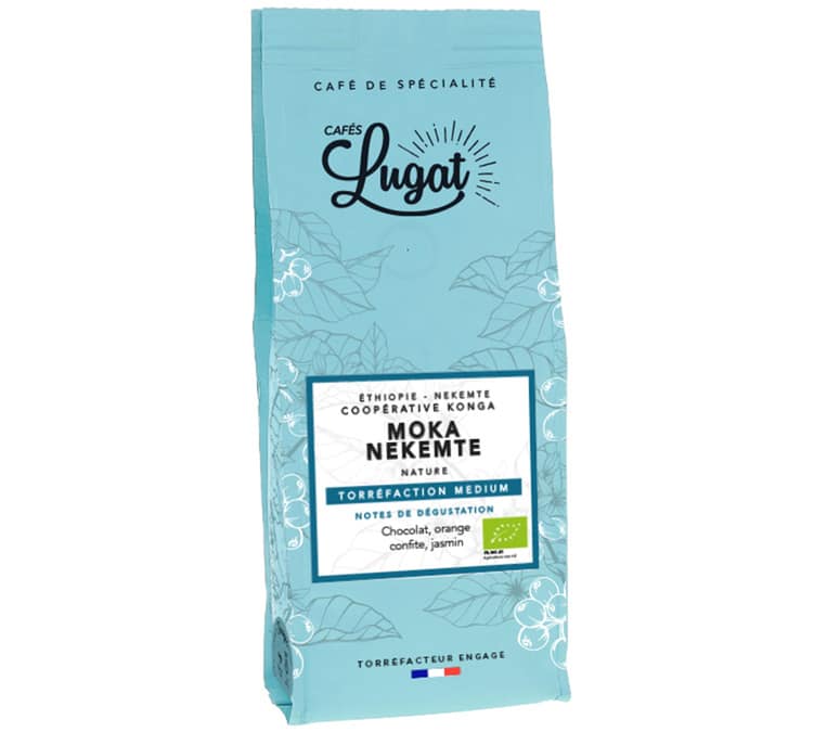 250g - Café en grain bio Ethiopie Moka Nekemte - CAFES LUGAT