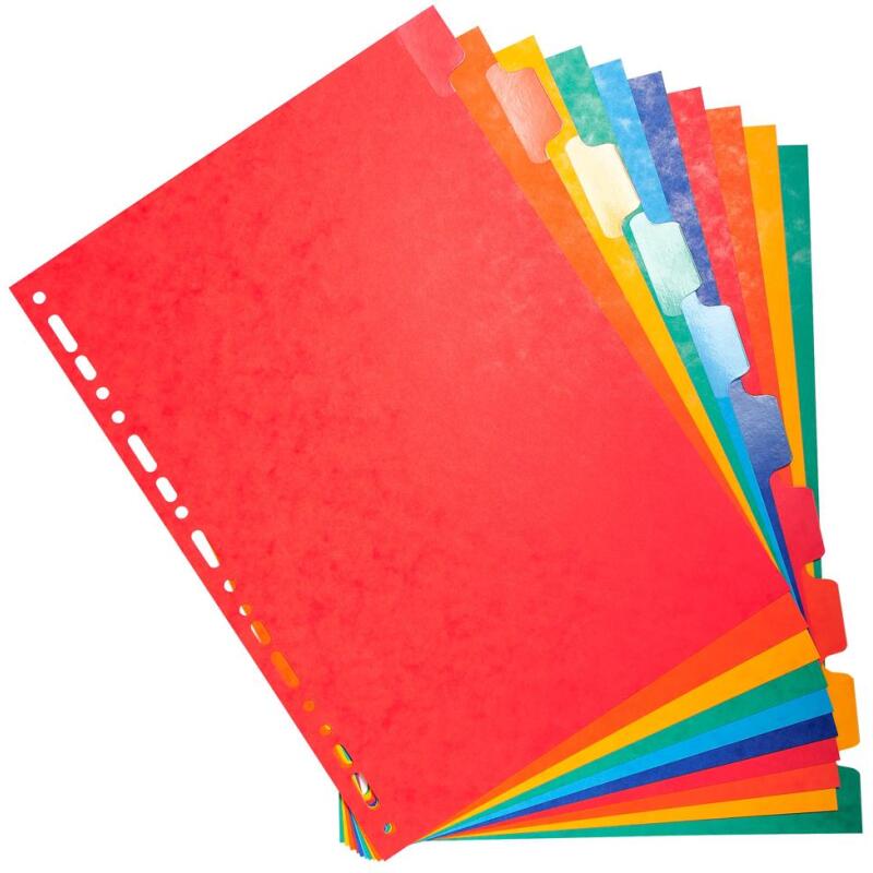 Intercalaires Carte lustrée 225 g avec onglets renforcés - 10 positions - A4