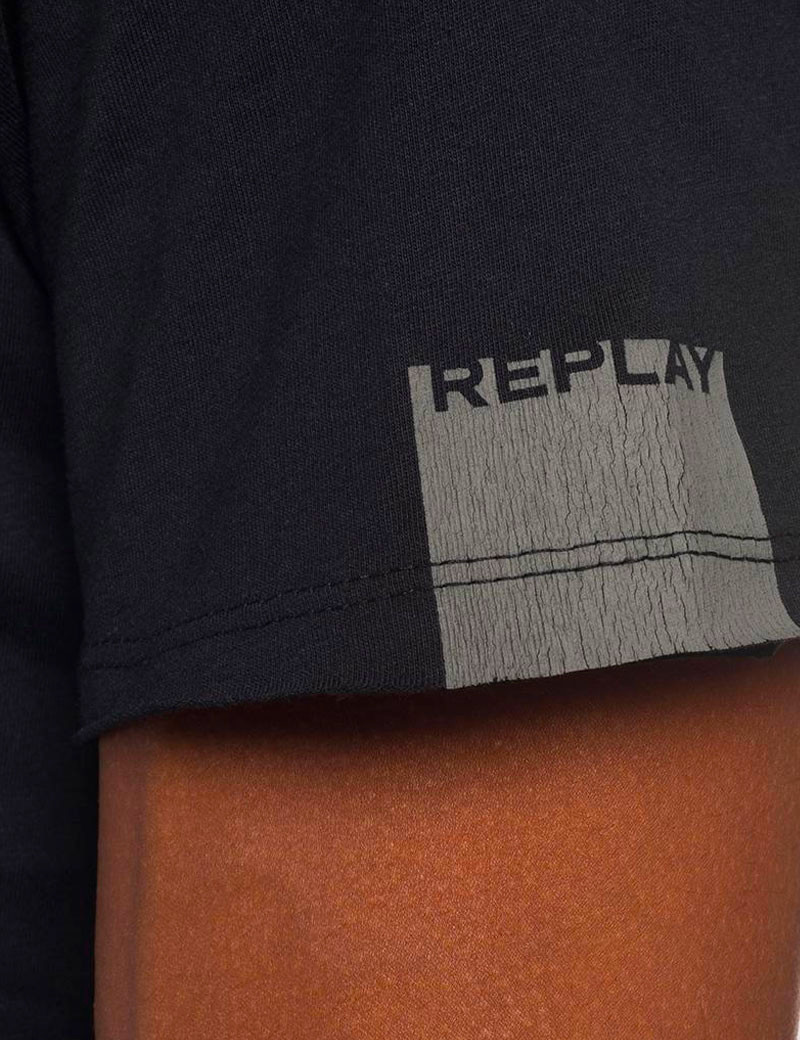 REPLAY T- SHIRT BASIC JERSEY COL V NOIR