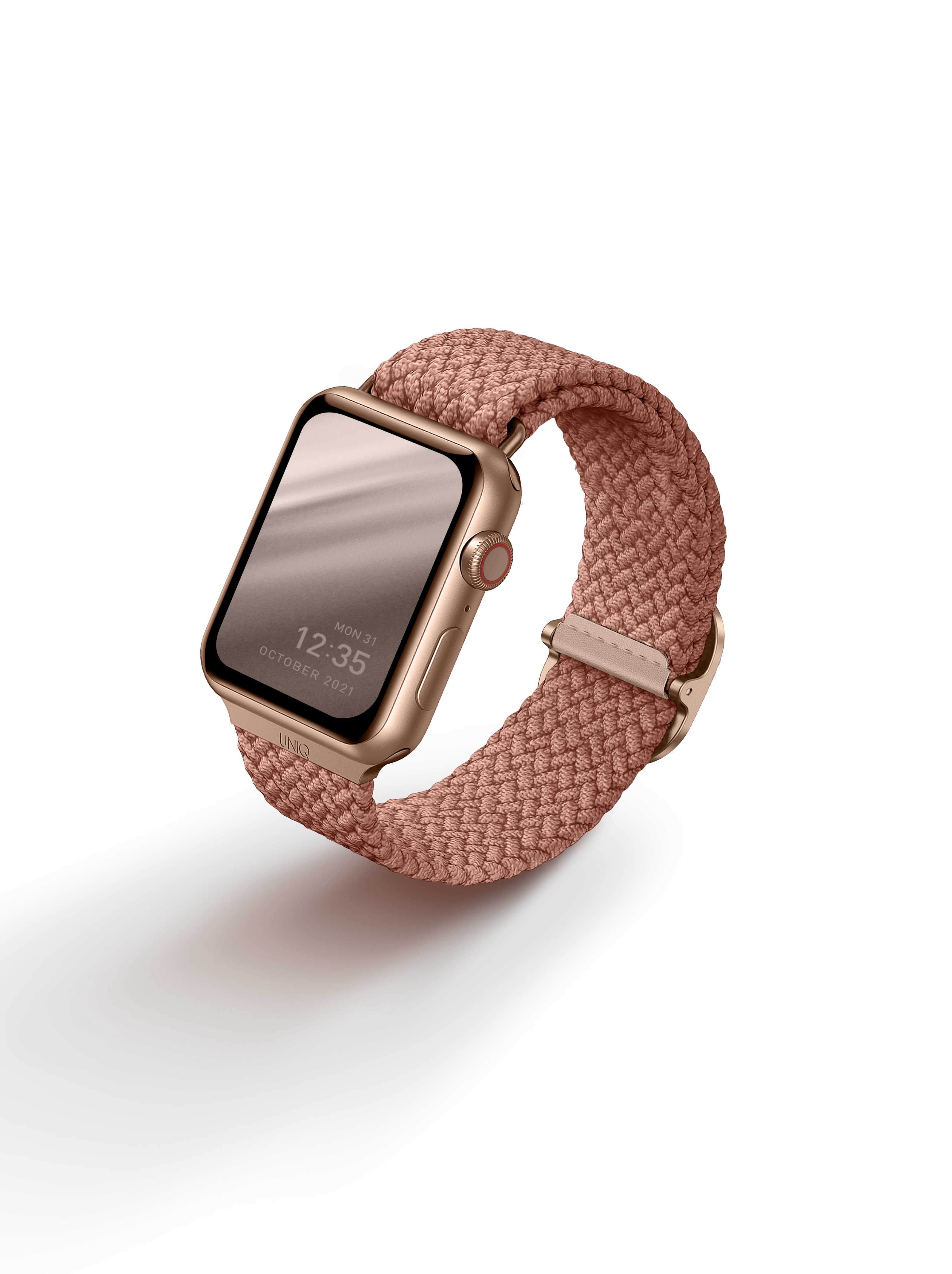 Aspen Apple Watch (46/45/44 mm) Geflochtenes Nylon Armband mit Edelstahl-Schnalle (UNIQ-44MM-ASPPNK) - Rose Raisin