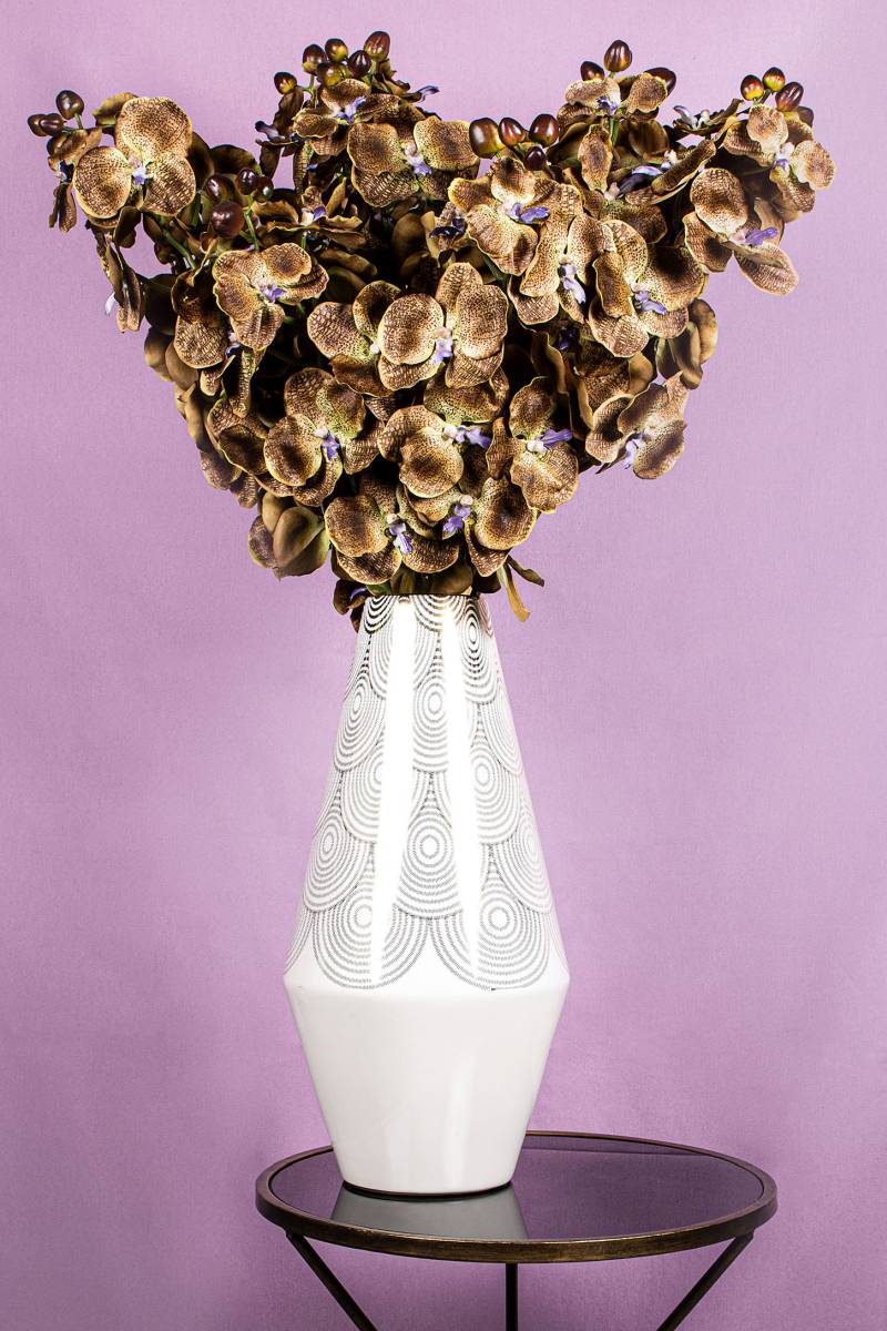 Ptmd branche artificielles orchidee - 78x17x79 cm - plastique - marron