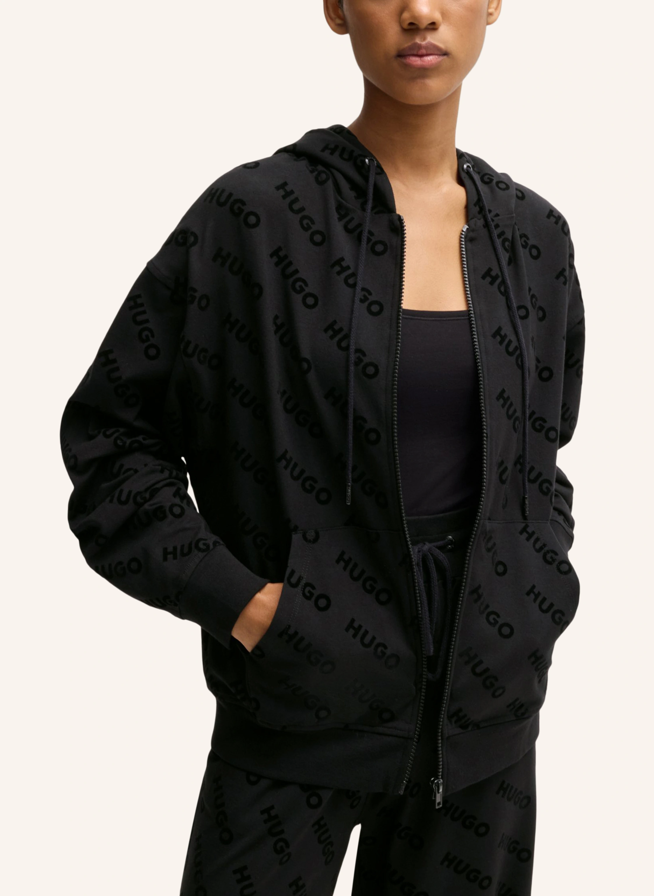 HUGO Loungewear Jacke FLOKKI_HOODED JACKET Relaxed Fit