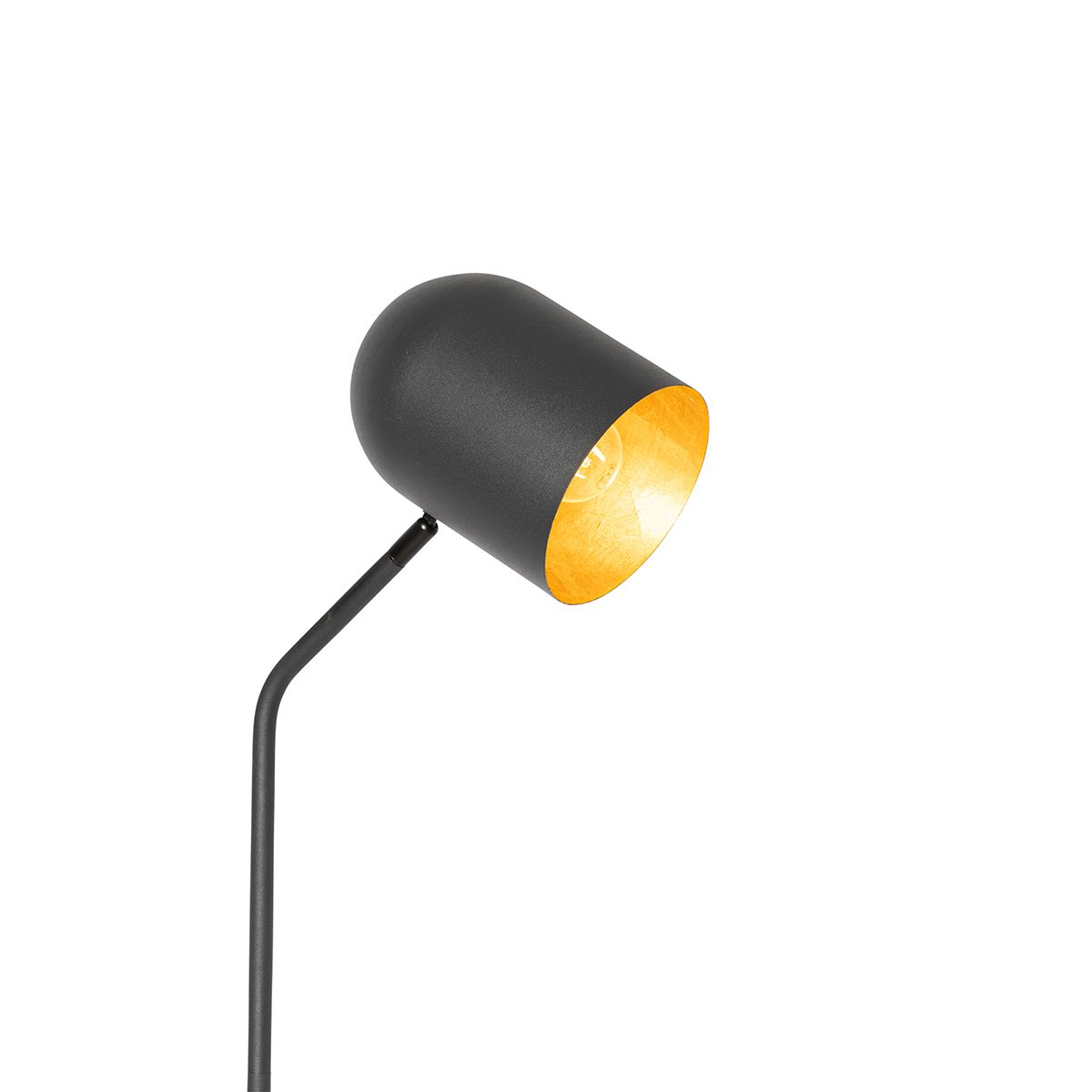 Moderne vloerlamp zwart met goud verstelbaar - Morik