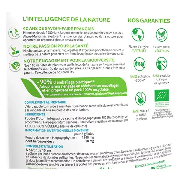 Arkopharma Arkogélules Harpagophytum Bio 270 cápsulas