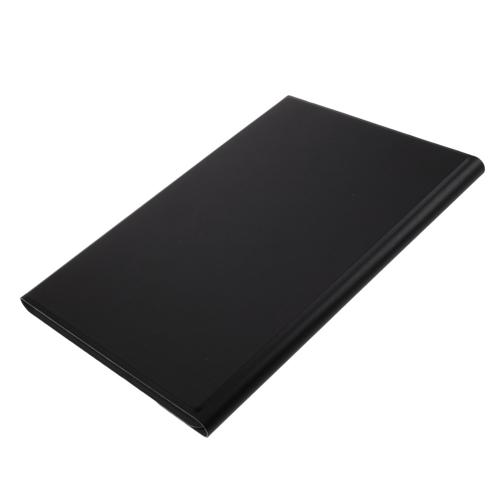 Samsung Galaxy Tab S8  Plus / Tab S7  Plus Leder Tasche mit Bluetooth Tastatur (QWERTY)   Touch Pen Halterung Litchi Look - Schwarz