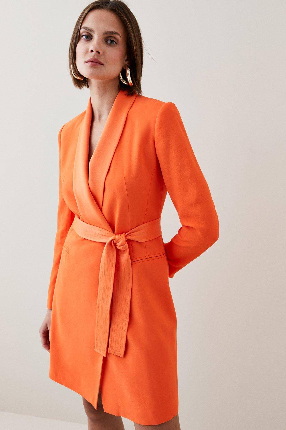 KarenMillen Robe Mini Smoking Ajustée à Effet Portefeuille