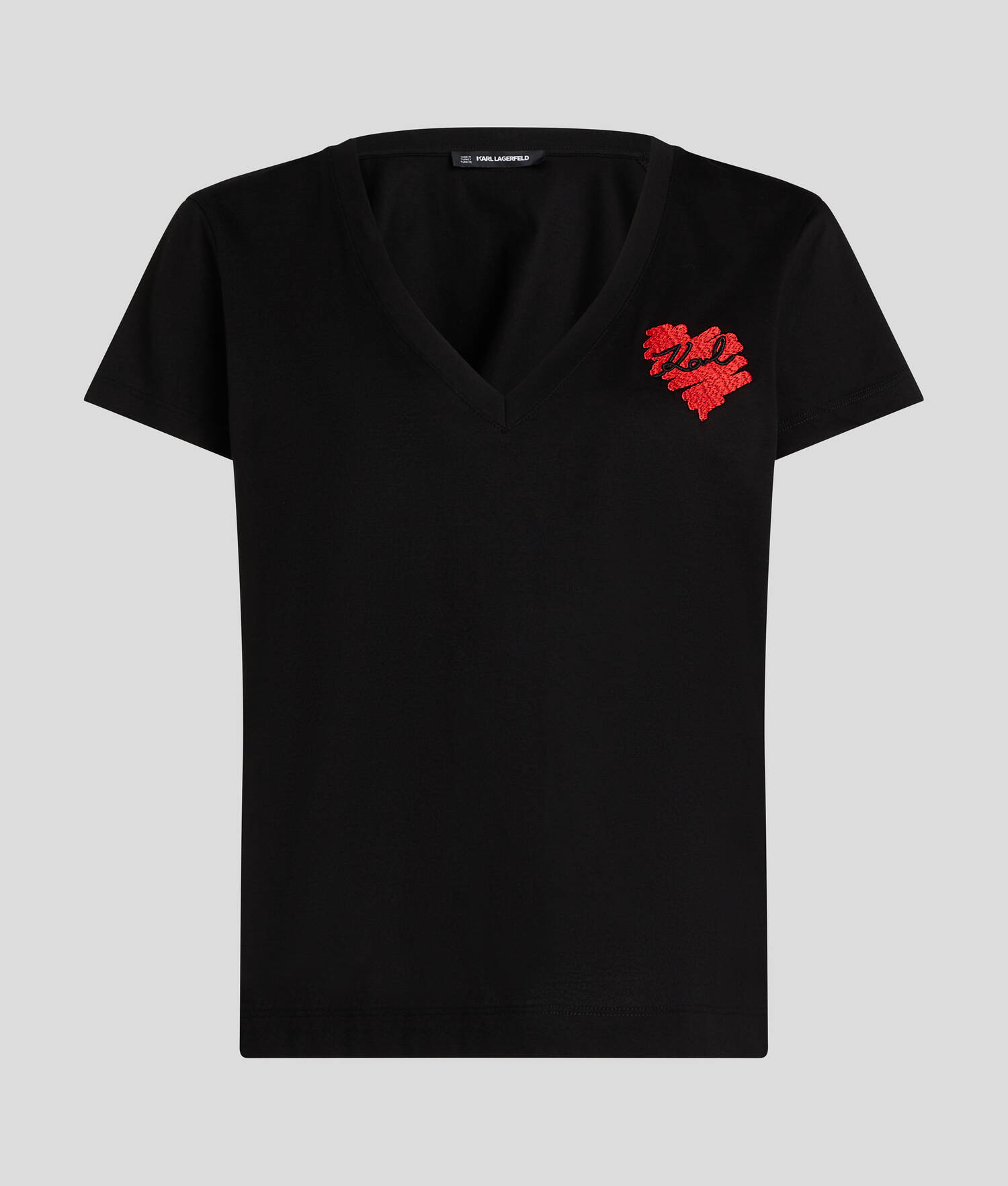 T-SHIRT À COL EN V K/HEART - Noir