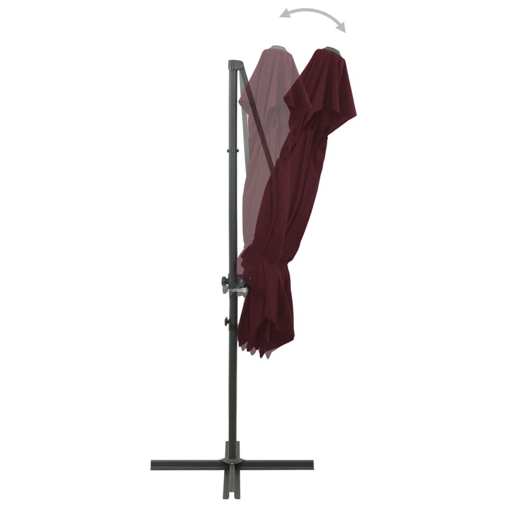 Parasol déporté à double toit 250 x 250 cm rouge bordeaux