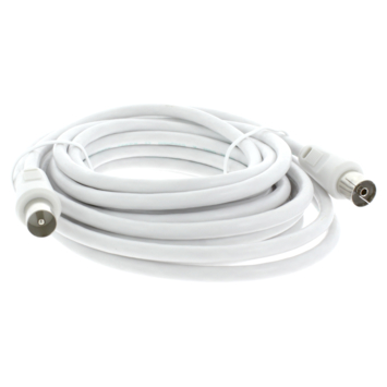 Q-Link coax kabel 5 meter stekker recht wit kabelkeur