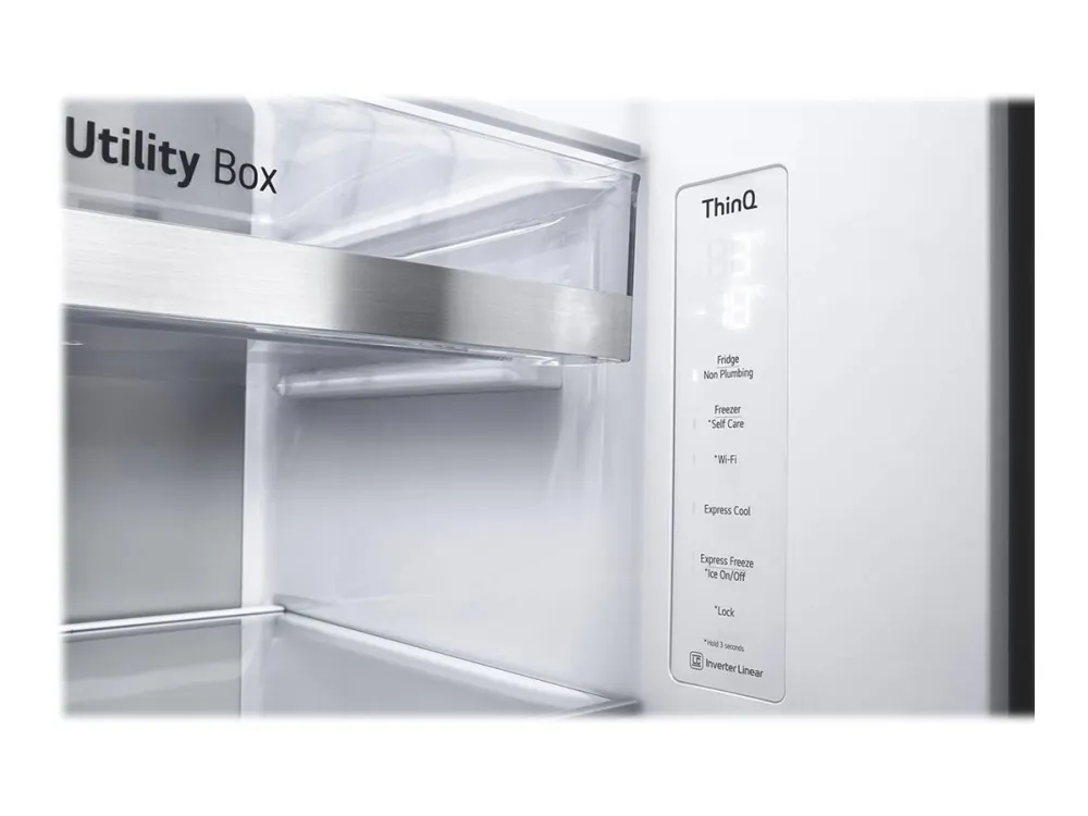 LG GSXV90MCAE - Køleskab/fryser - side ved side med vanddispenser, isdispenser - Wi-Fi - bredde: 91.3 cm - dybde: 73.5 cm - højde: 179 cm - 635 liter - Klasse E - kulsort