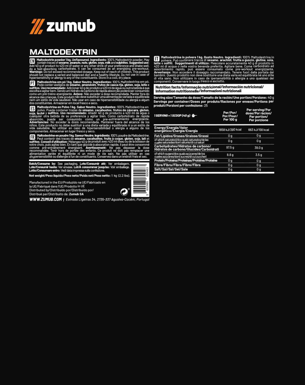 Maltodextrina Zumub 500g
