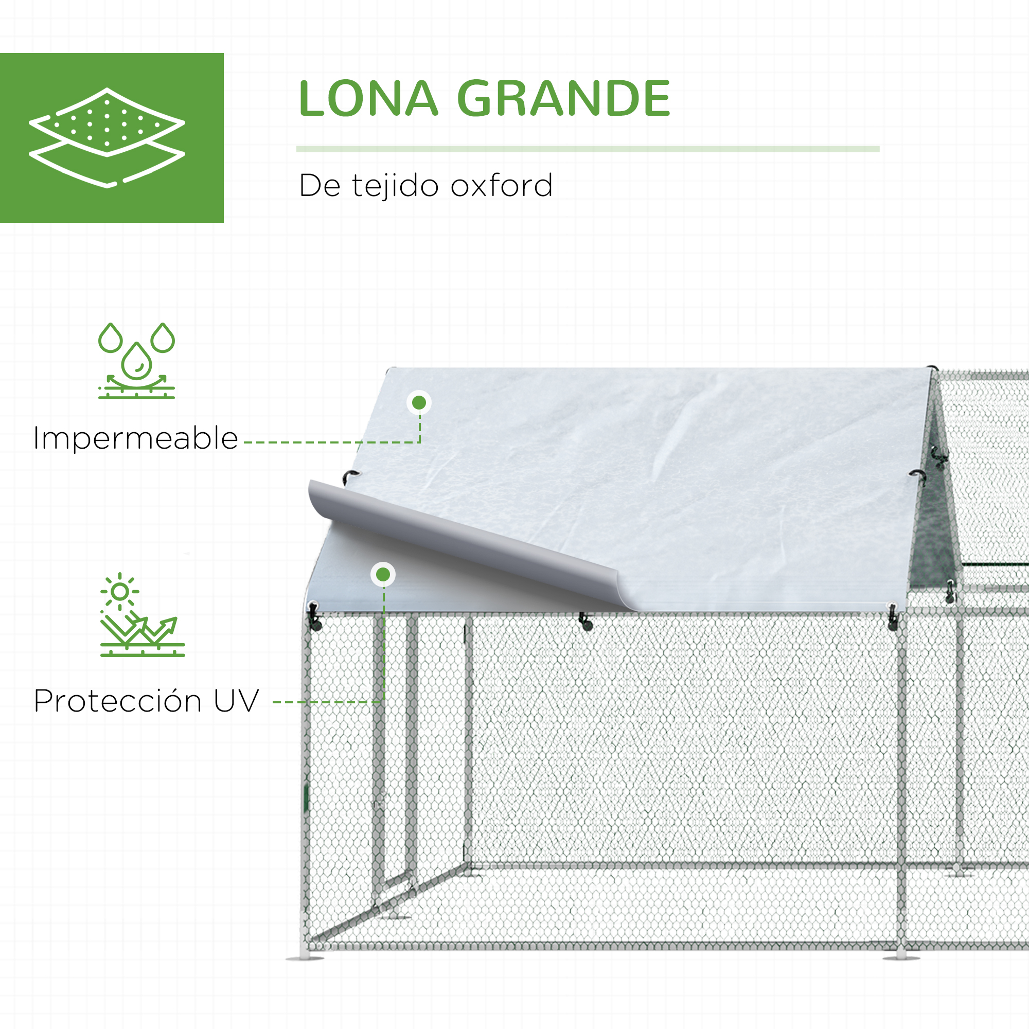 Conjunto PawHut com 1 galinheiro de madeira com bandeja removível e poleiros (147x93,5x89,5 cm) e 1 galinheiro grande de metal galvanizado para exterior (3x6x2 m).