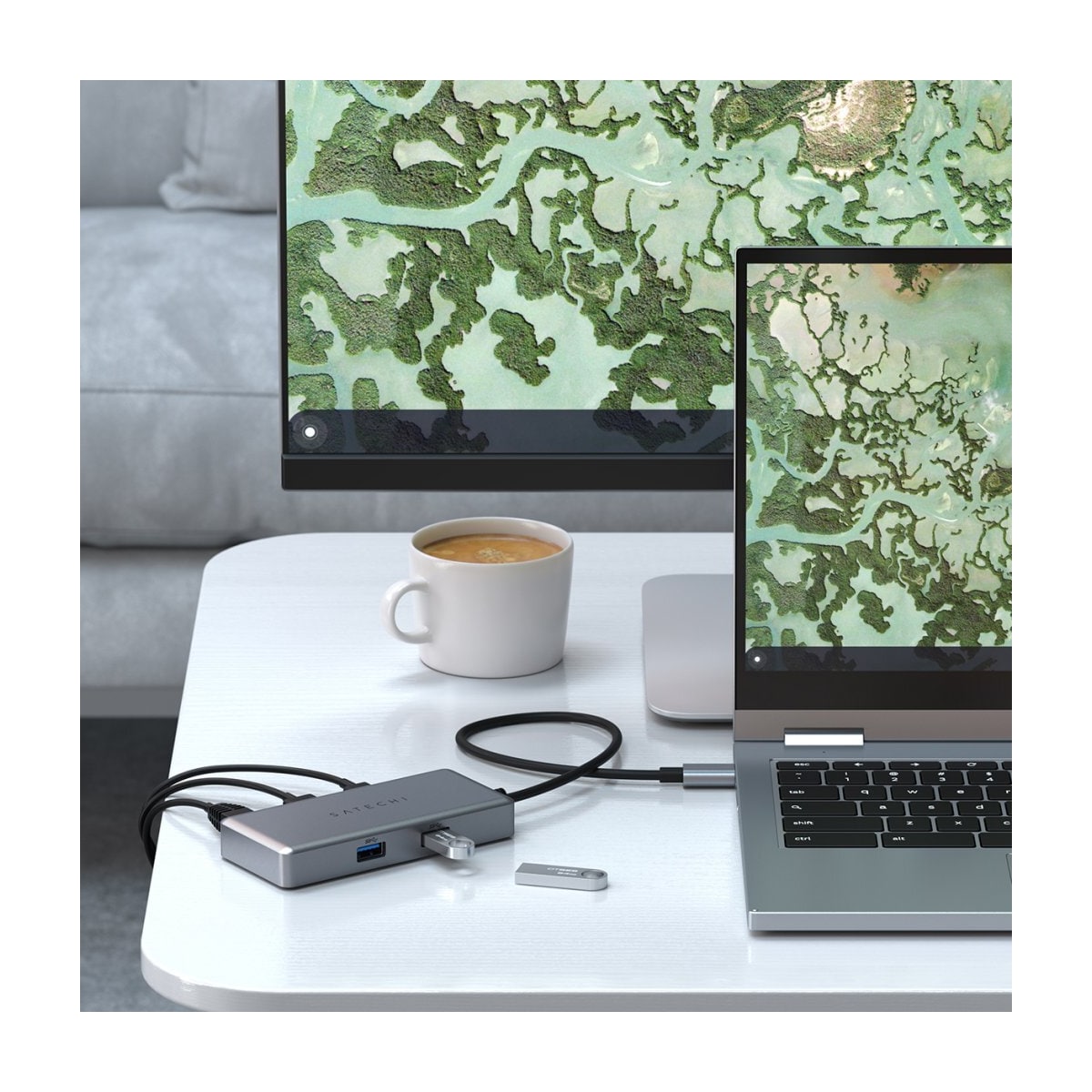 Satechi Multiport USB-C Chromebook hub (grå)