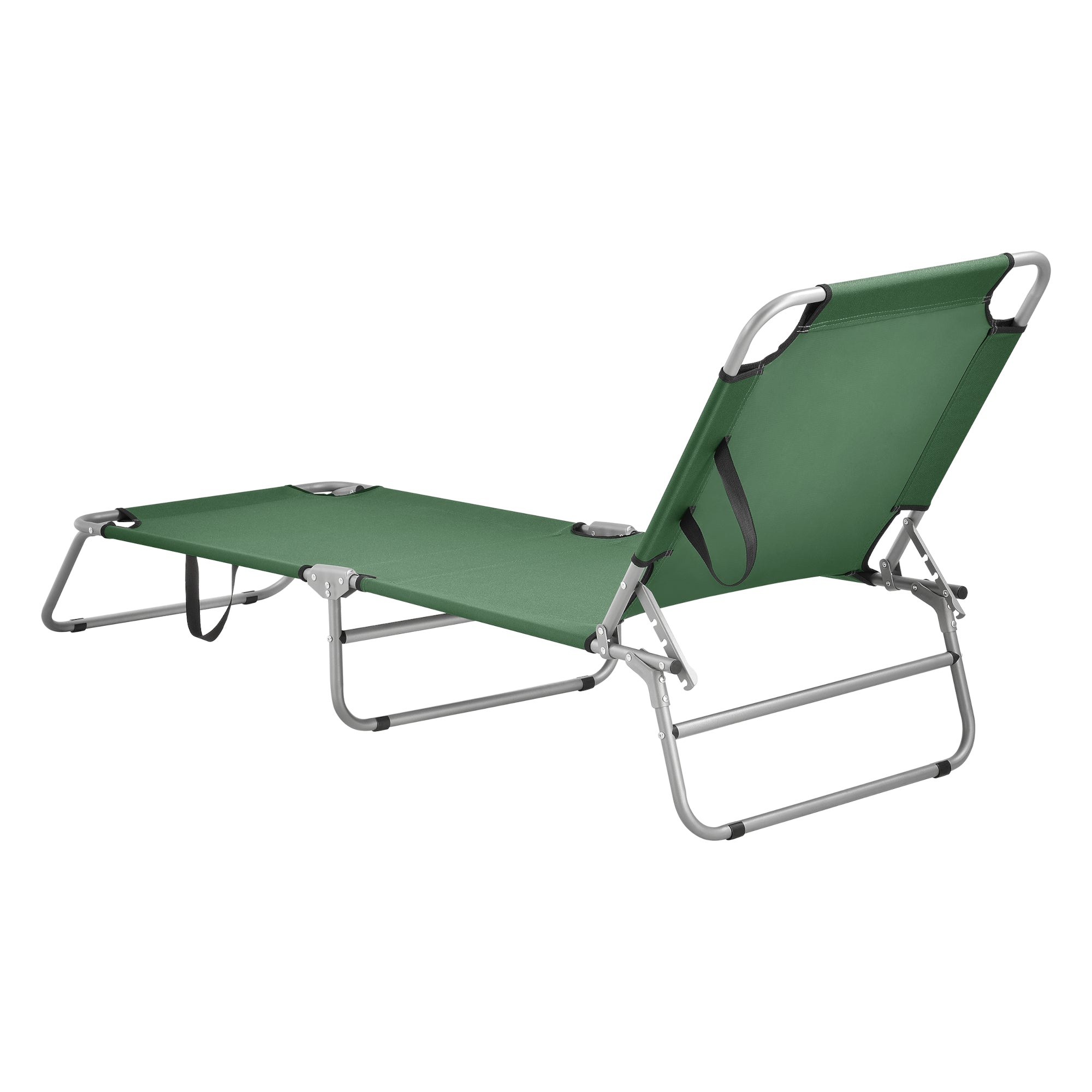 Lot de 2 transats inclinables acier polyester argenté mat vert foncé