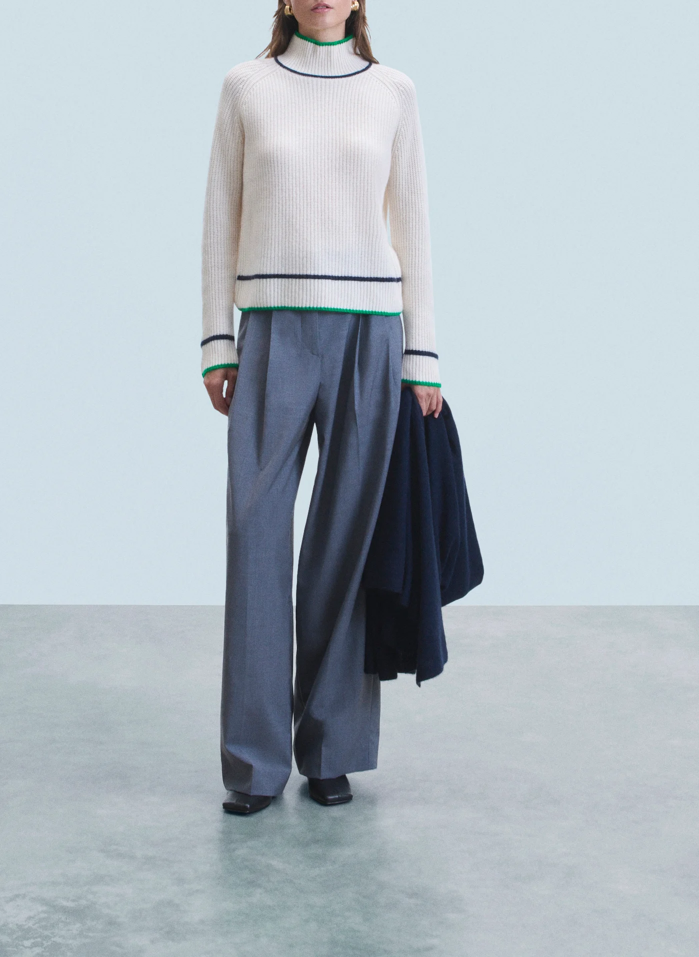 Pull col montant en cachemire | Blanc