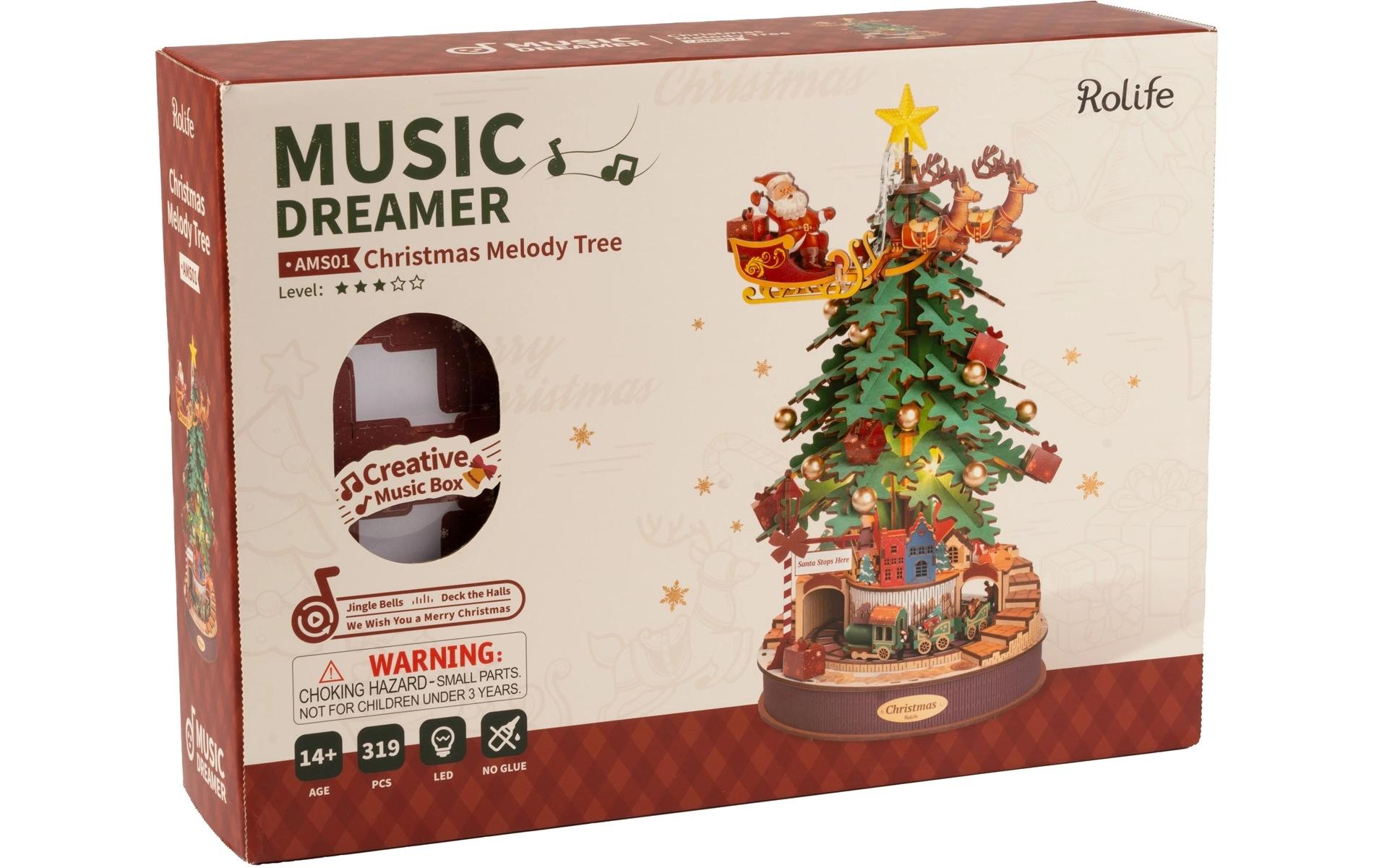 Bausatz Weihnachtsmelodie-Baum3D-Puzzle aus lasergeschnittenen Holzteilen