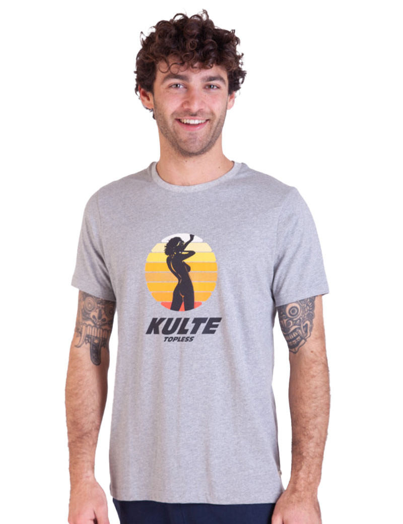 KULTE T-SHIRT LOGO TOPLESS GRIS