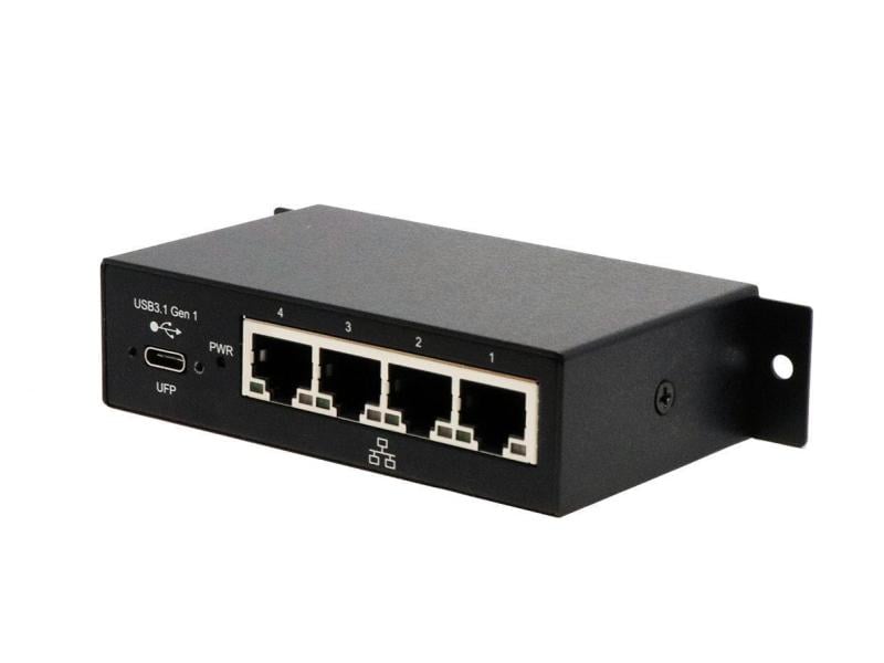 Exsys Netzwerk-Adapter EX-1330M USB-C - 4x RJ45 (Gbe) USB 3.0/3.1 (Gen1) zu 4x Gigabit Ethernet Adapter