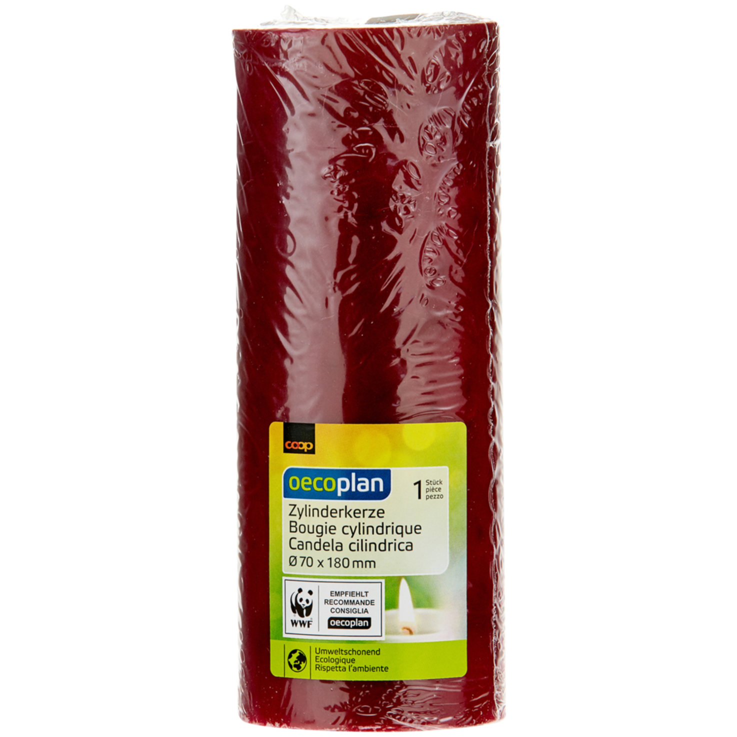 Oecoplan Zylinderkerze 70x180mm dunkelrot