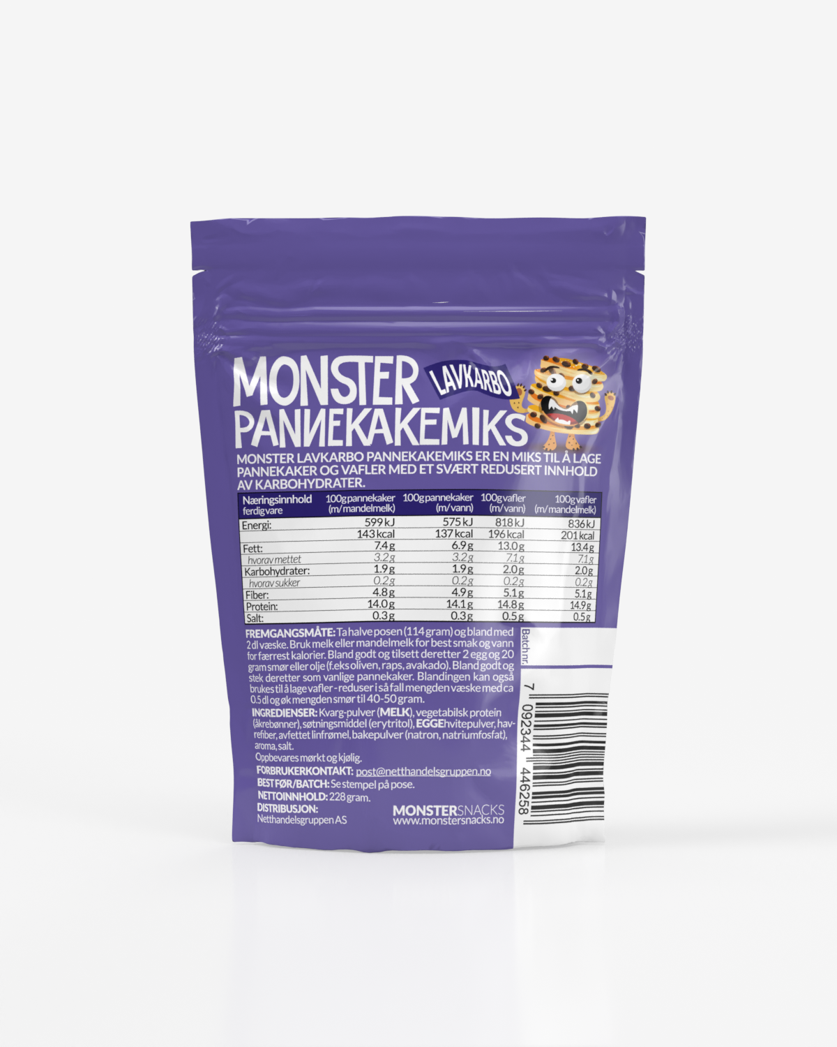 Monster Lavkarbo Pannekake\Vaffelmiks 228g