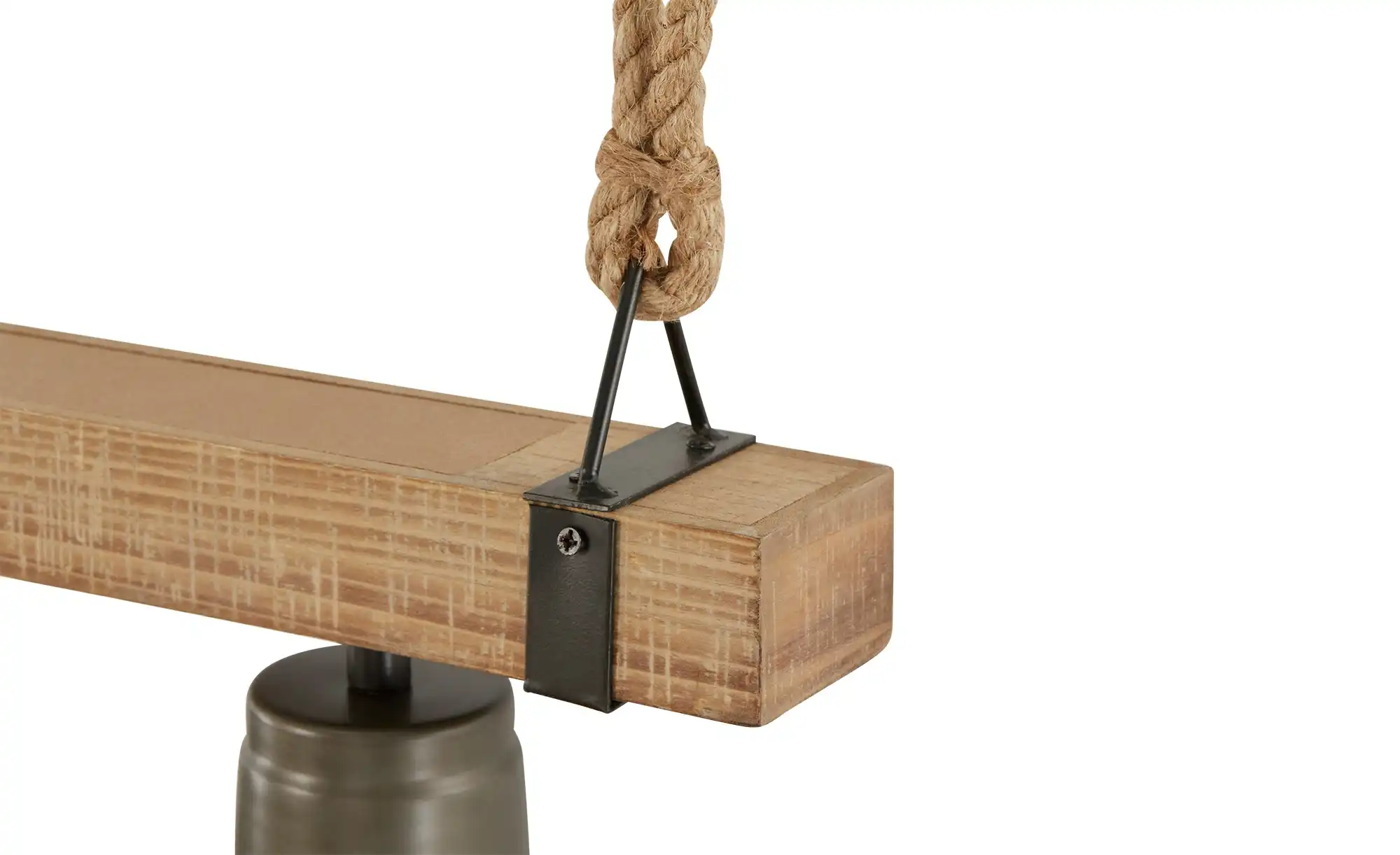 Pendelleuchte, 3-flammig, schwarz/Holz mit Tau