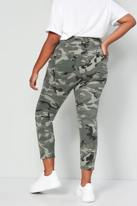 3/4-Hose, Komfort Fit, Camouflage, Destroy-effekte, Patches