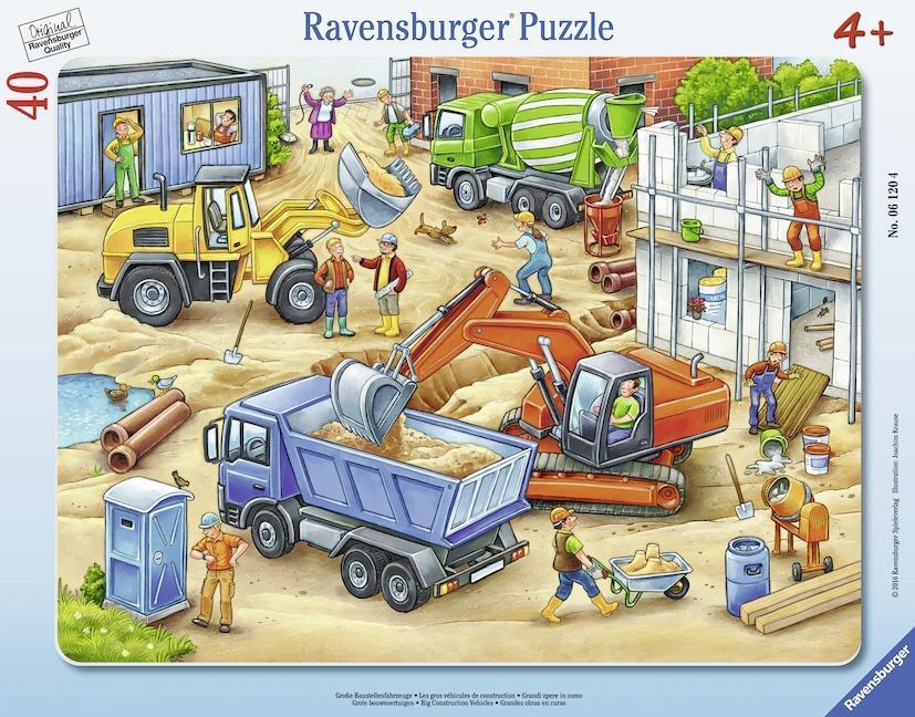Rahmenpuzzle GROßE BAUSTELLENFAHRZEUGE 40-teilig