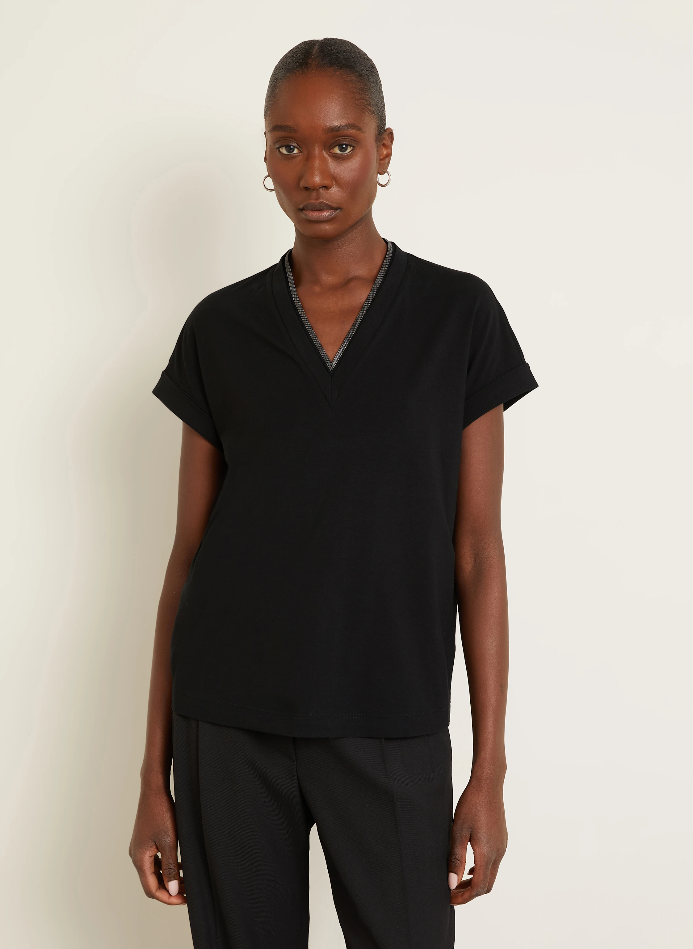 BRUNELLO CUCINELLI T-Shirt mit Schmucksteinbesatz
