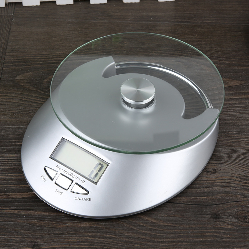 Professionelle Digital Glas Küchenwaage mit LCD Display (Batteriebetrieben) - Silber