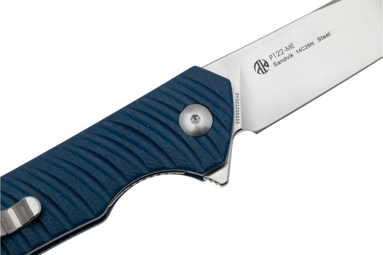 Ruike P122-ME Satin 14C28N, Blue Micarta, zakmes
