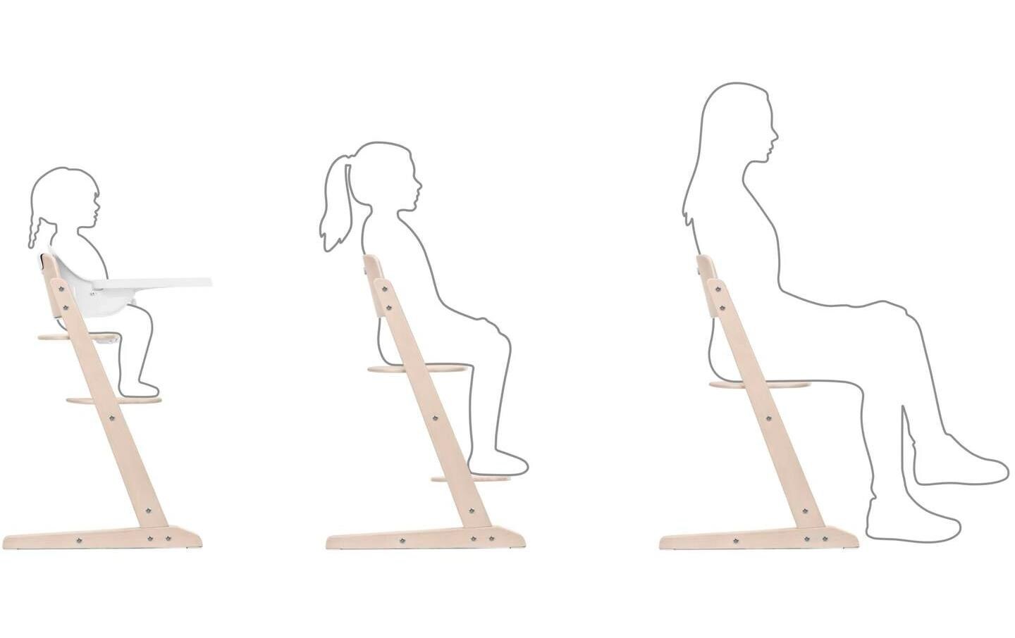 Treppenhochstuhl Iris 3in1 Beige<br>Höhenverstellbarer Hochstuhl aus Holz für Kinder und Erwachsene
