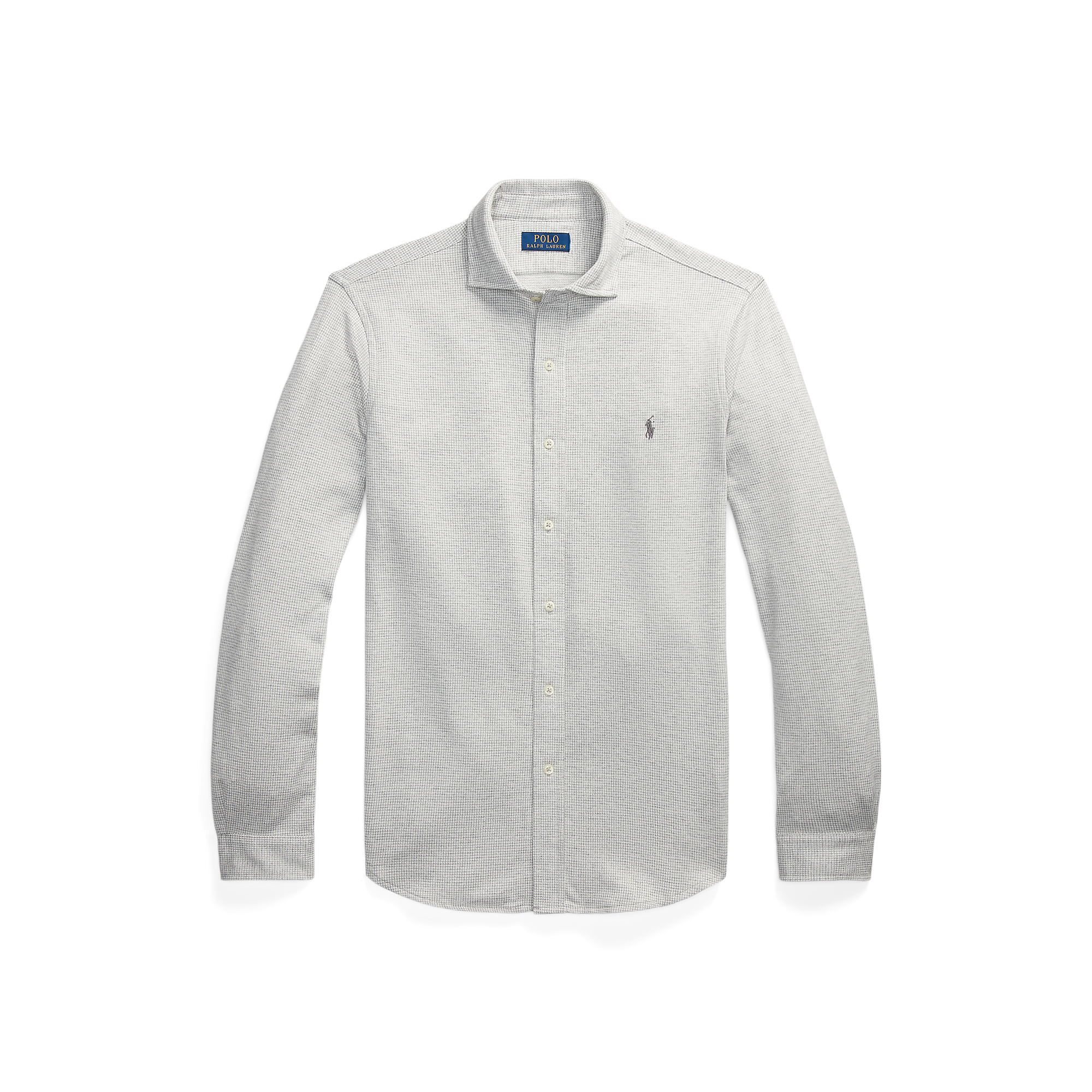 Chemise droite col italien en coton jacquard imprimé | Gris