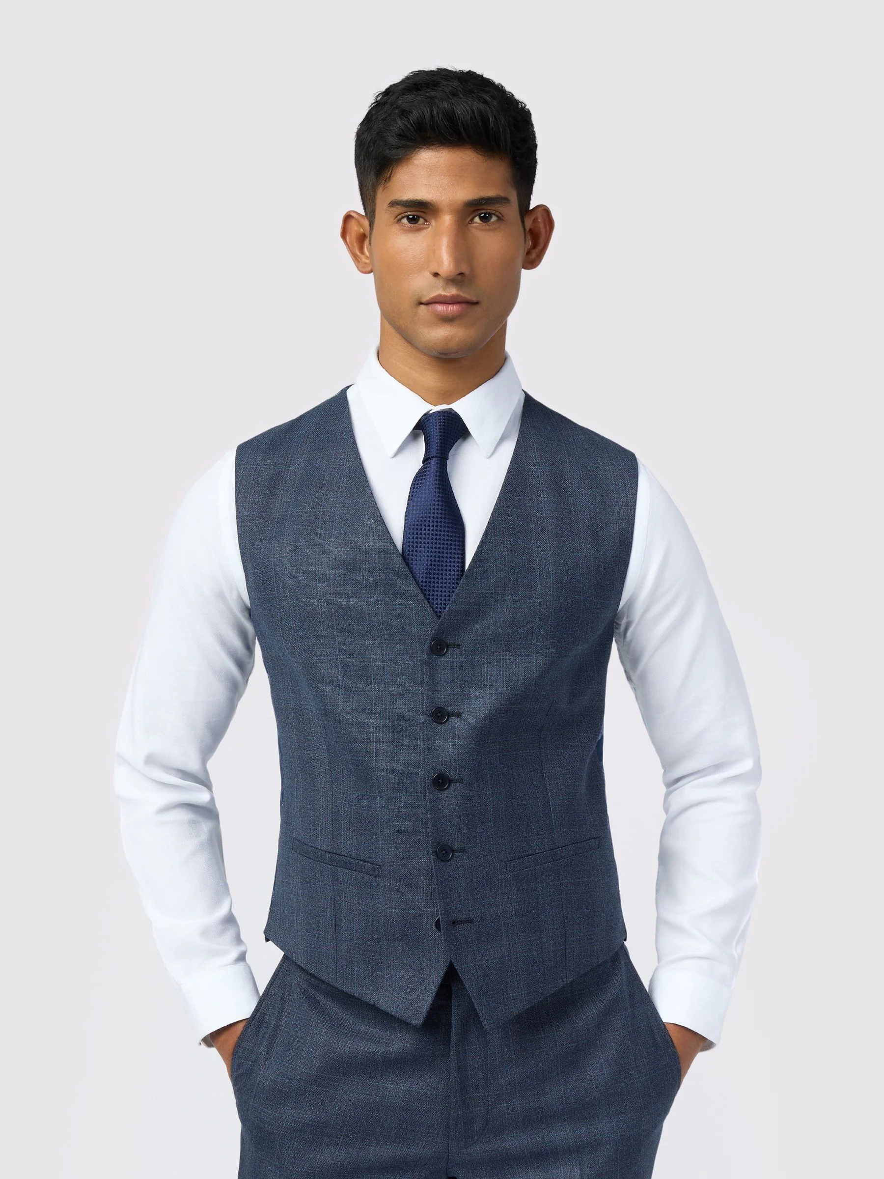 Ted Baker Tailoring Blue Byrne Check Waistcoat