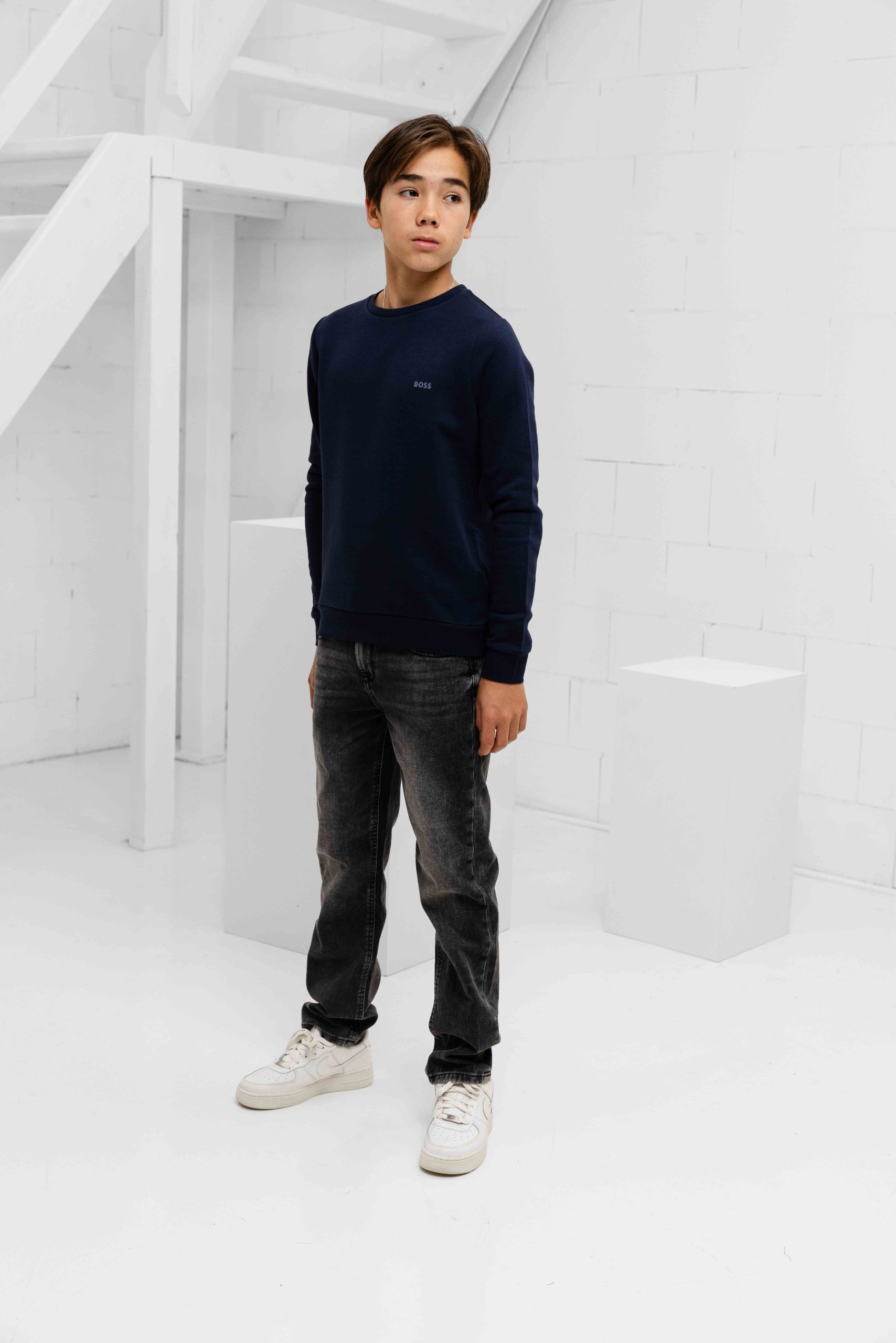 Hugo Boss Logoprint Sweater Kids Donkerblauw