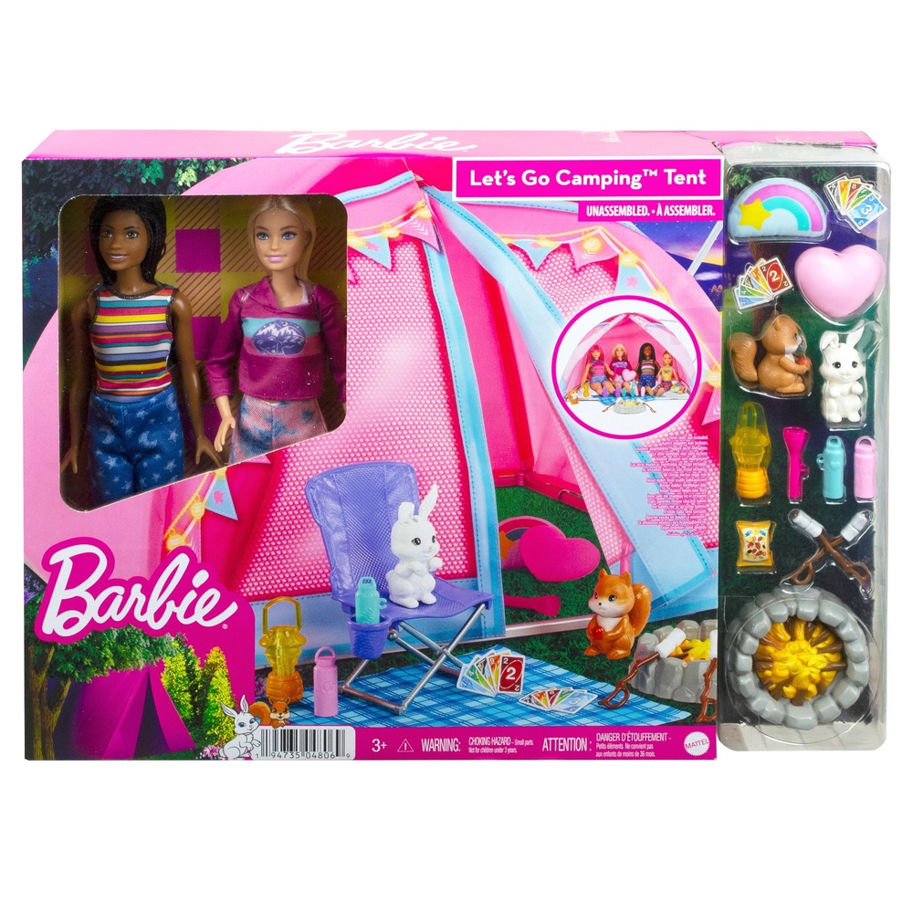 Barbie Let's Go Camping Zelt-Spielset und 2 Puppen